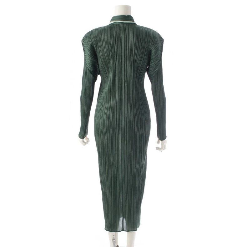 Issey Miyake Issey Miyake Green pleated dress Size XL / US 12-14 / IT 48-50 - 2 Thumbnail
