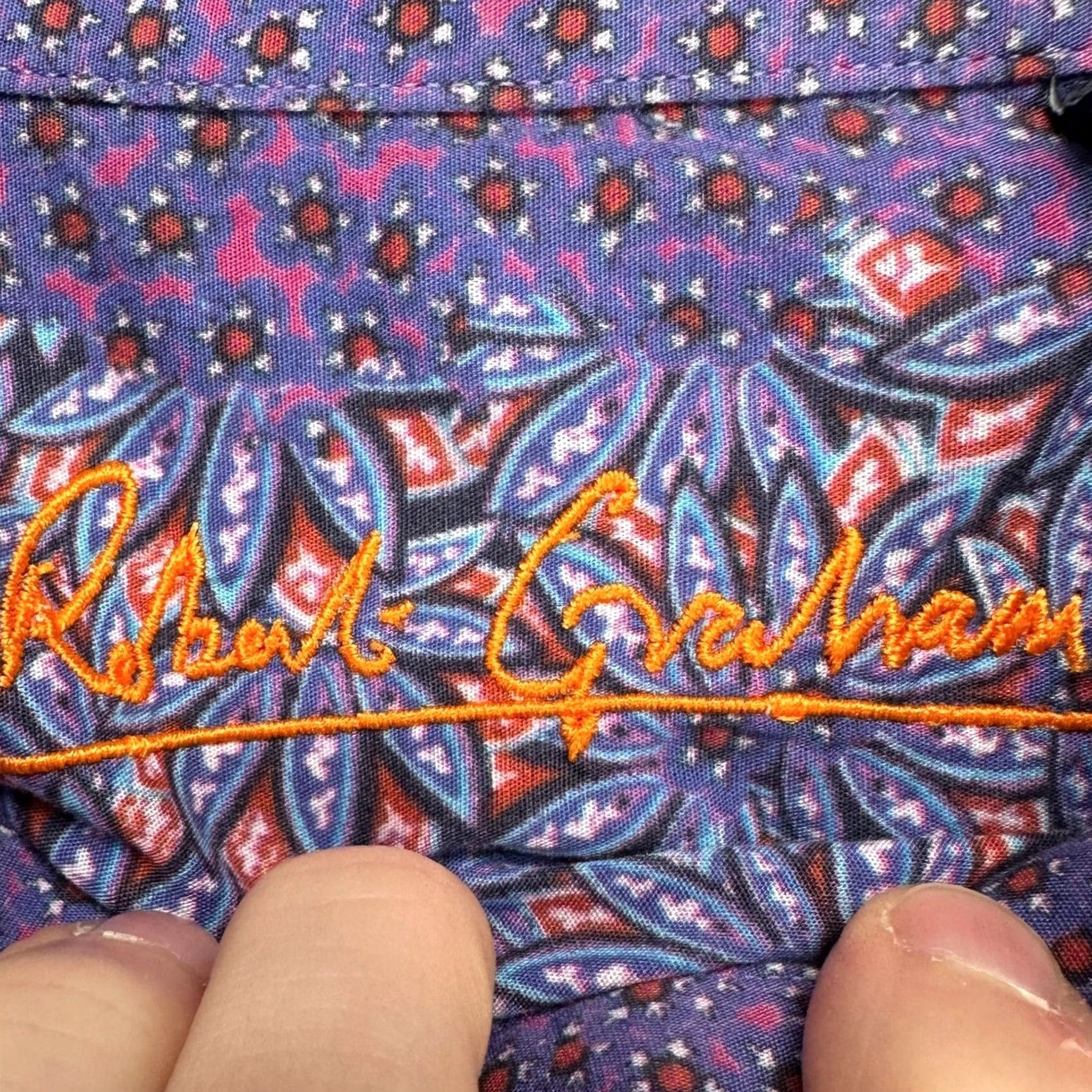 Robert Graham Robert Graham Shirt Men Button-Up Large Blue Stripe Slit Cuff Embroidered Casual Size US L / EU 52-54 / 3 - 4 Thumbnail