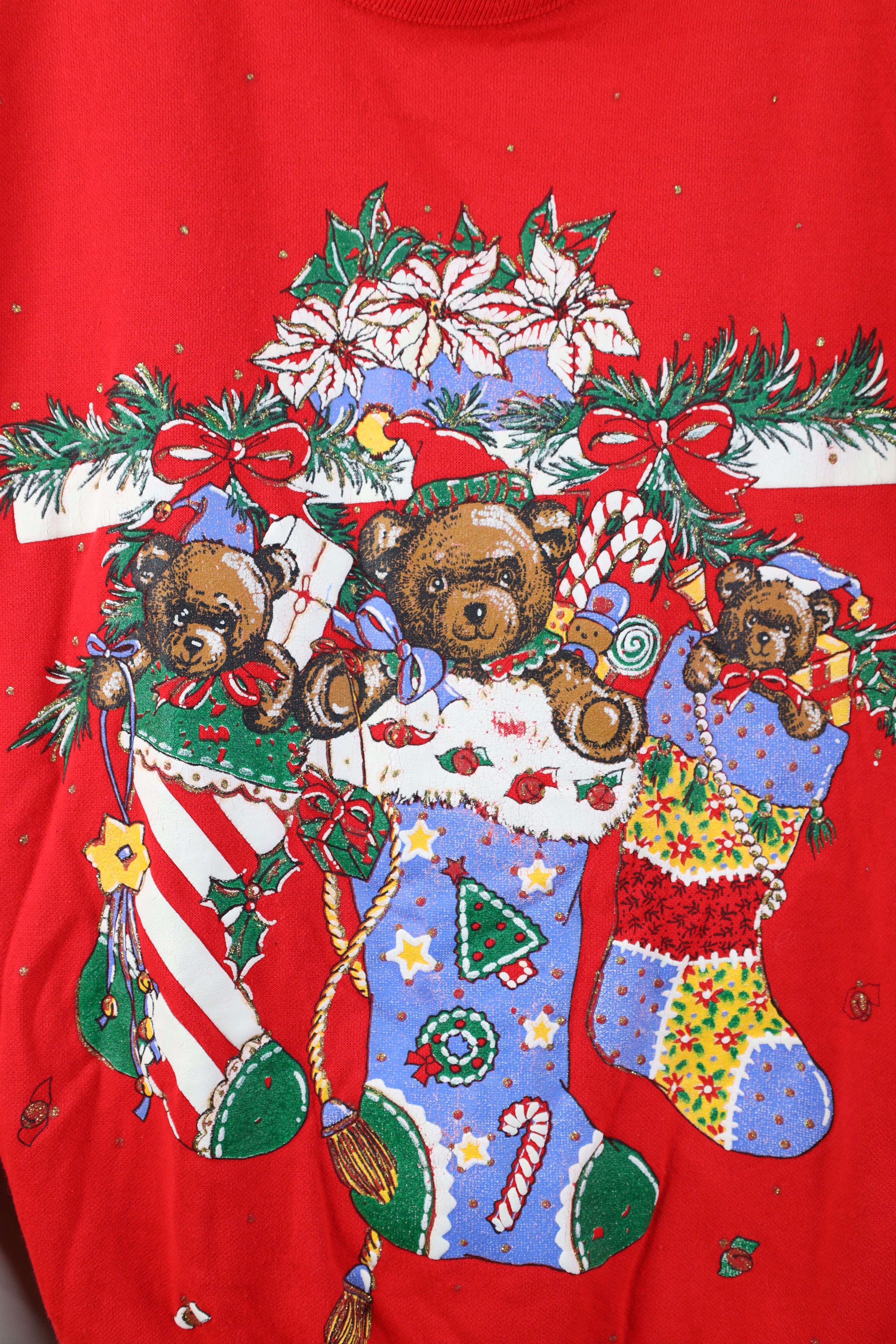 Vintage Vintage 90s Streetwear Christmas Bear Stockings Sweatshirt Size XL / US 12-14 / IT 48-50 - 4 Thumbnail