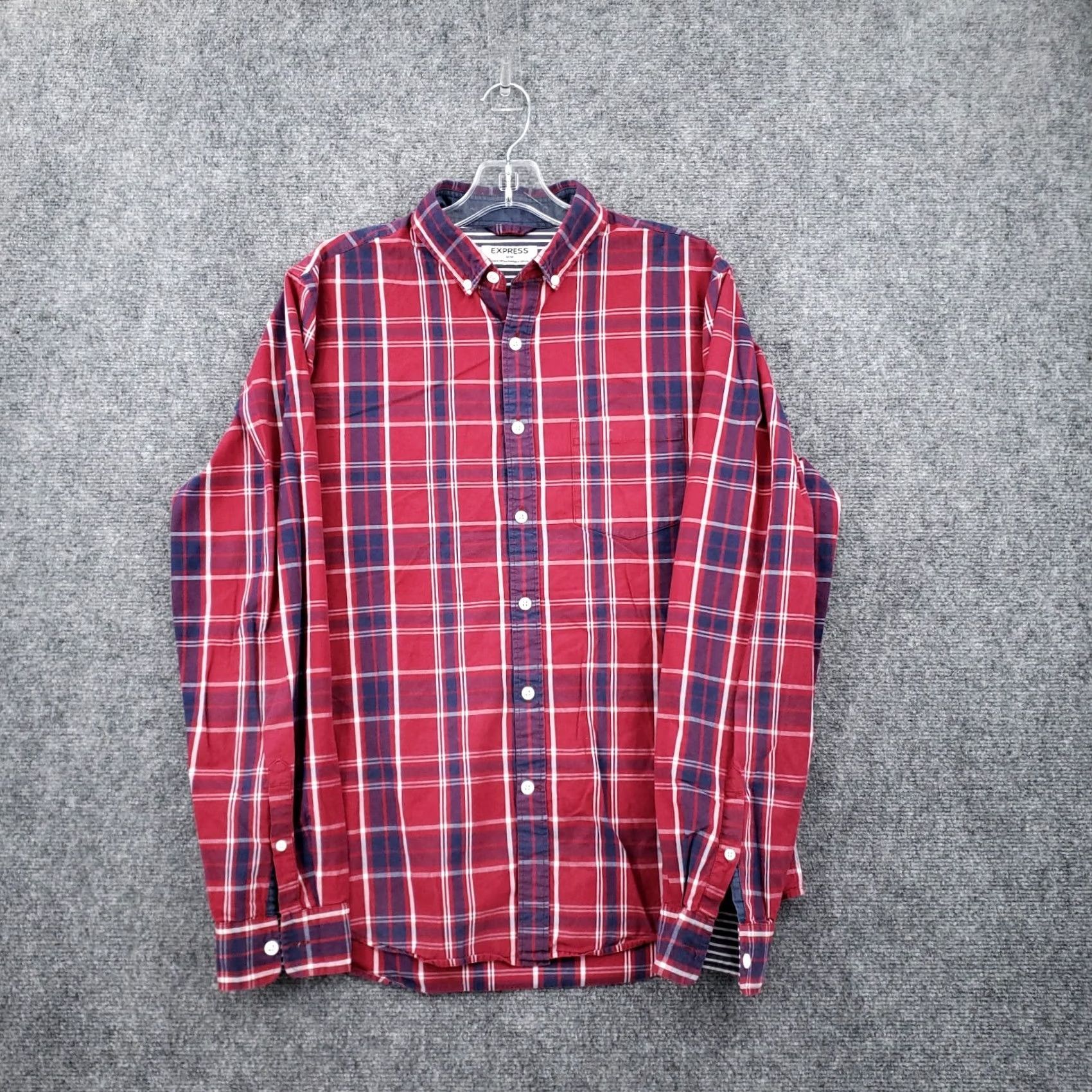 Express Express Mens M Medium Red Plaid Button-Down Long Sleeve Shirt Business Casual Size US M / EU 48-50 / 2 - 2 Thumbnail
