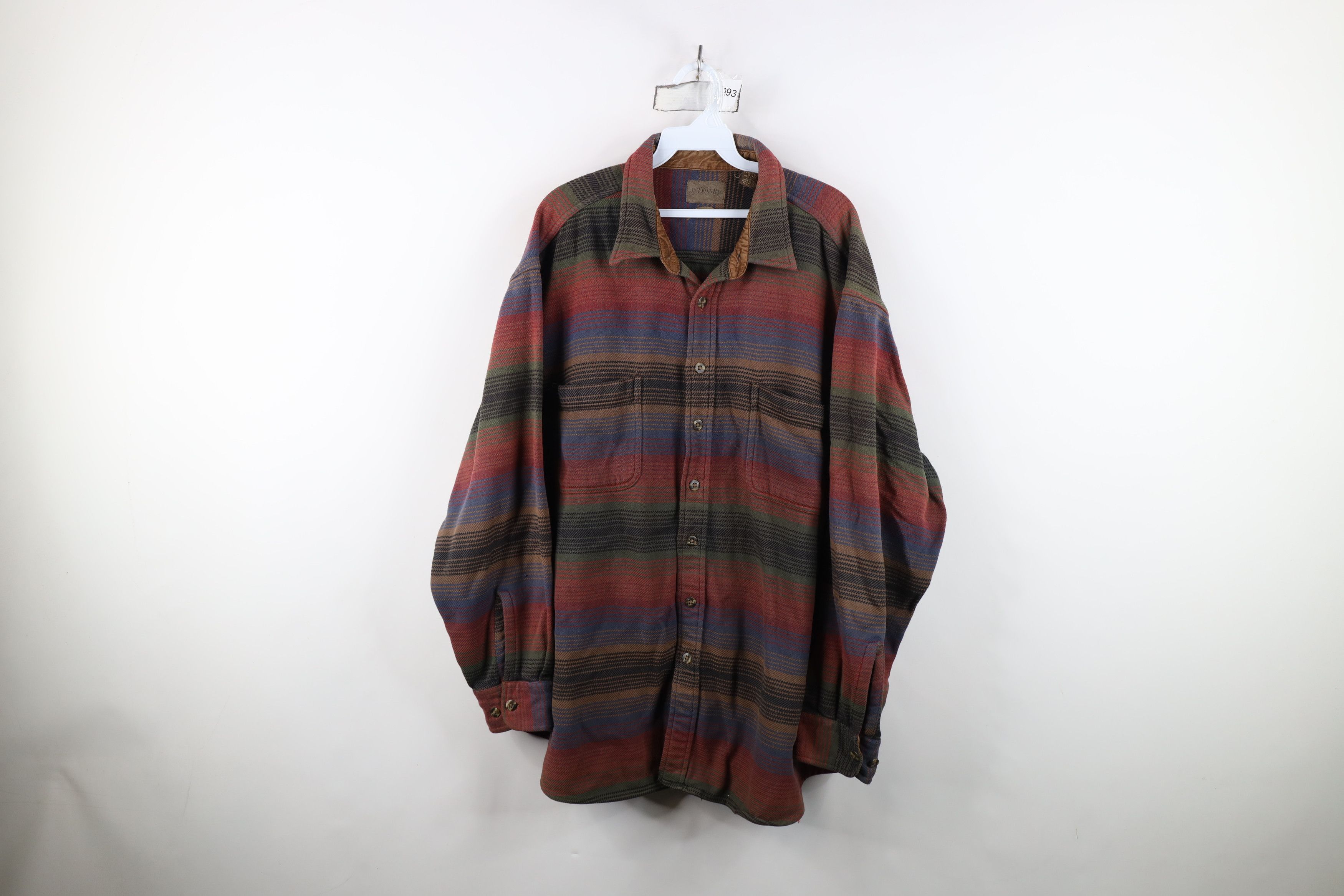 Vintage Vintage 90s Streetwear Heavy Button Shirt Rainbow Striped Size US XXL / EU 58 / 5 - 1 Thumbnail