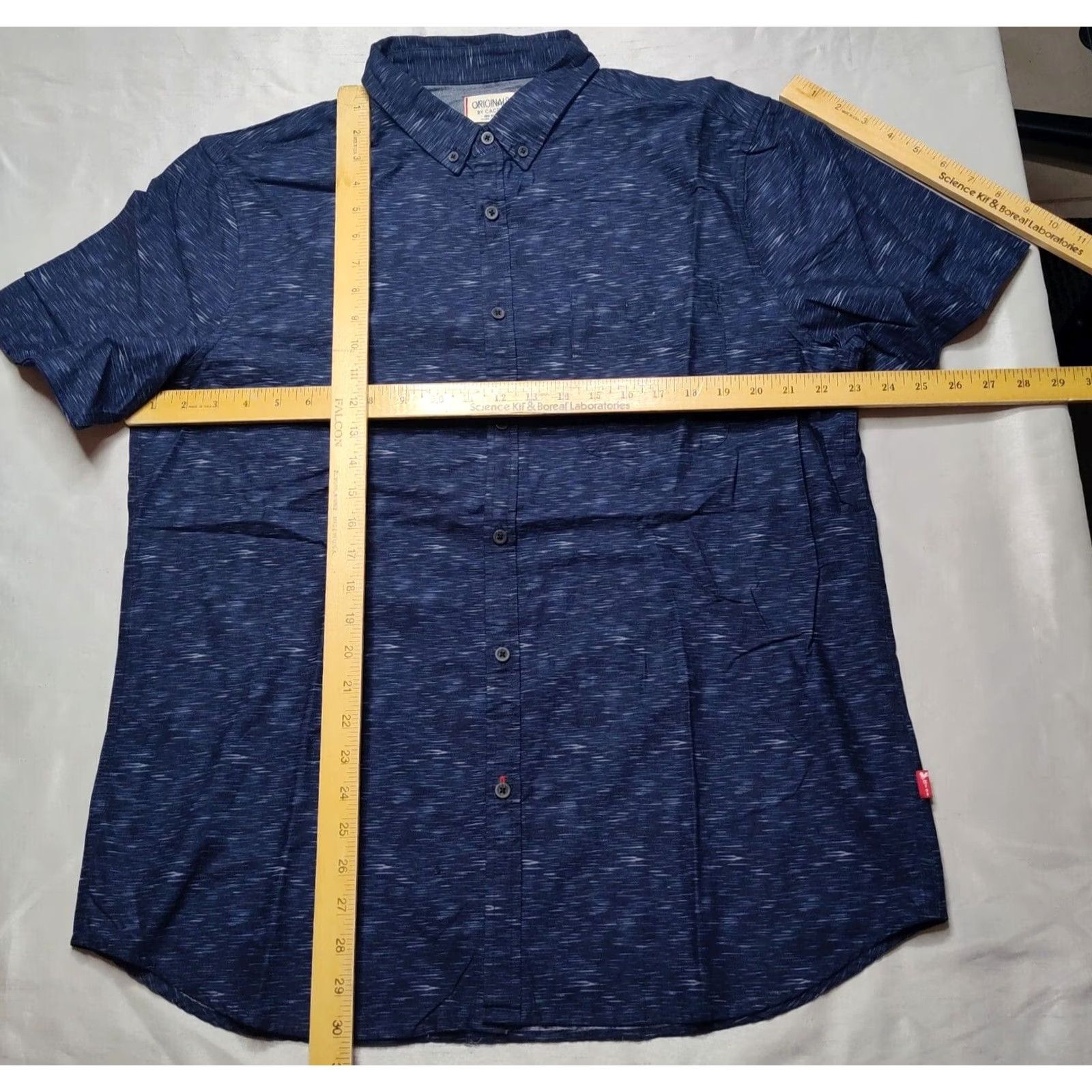 Vintage ORIGINALS BY CACTUS NEW YORK Men XL Blue Marl Short Sleeve Button-Up Shirt EUC Size US XL / EU 56 / 4 - 4 Thumbnail