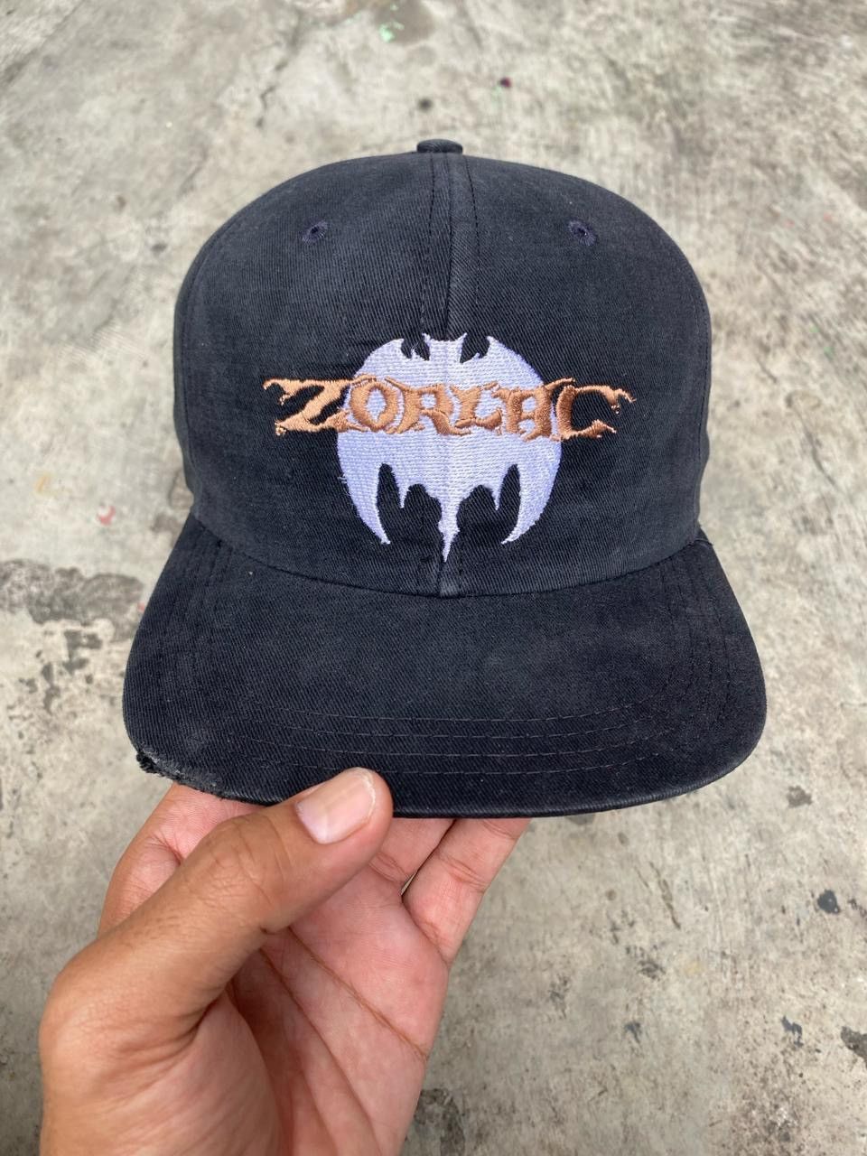 image of Hook Ups x Skategang Vintage Zorlac Logo Caps in Black, Men's