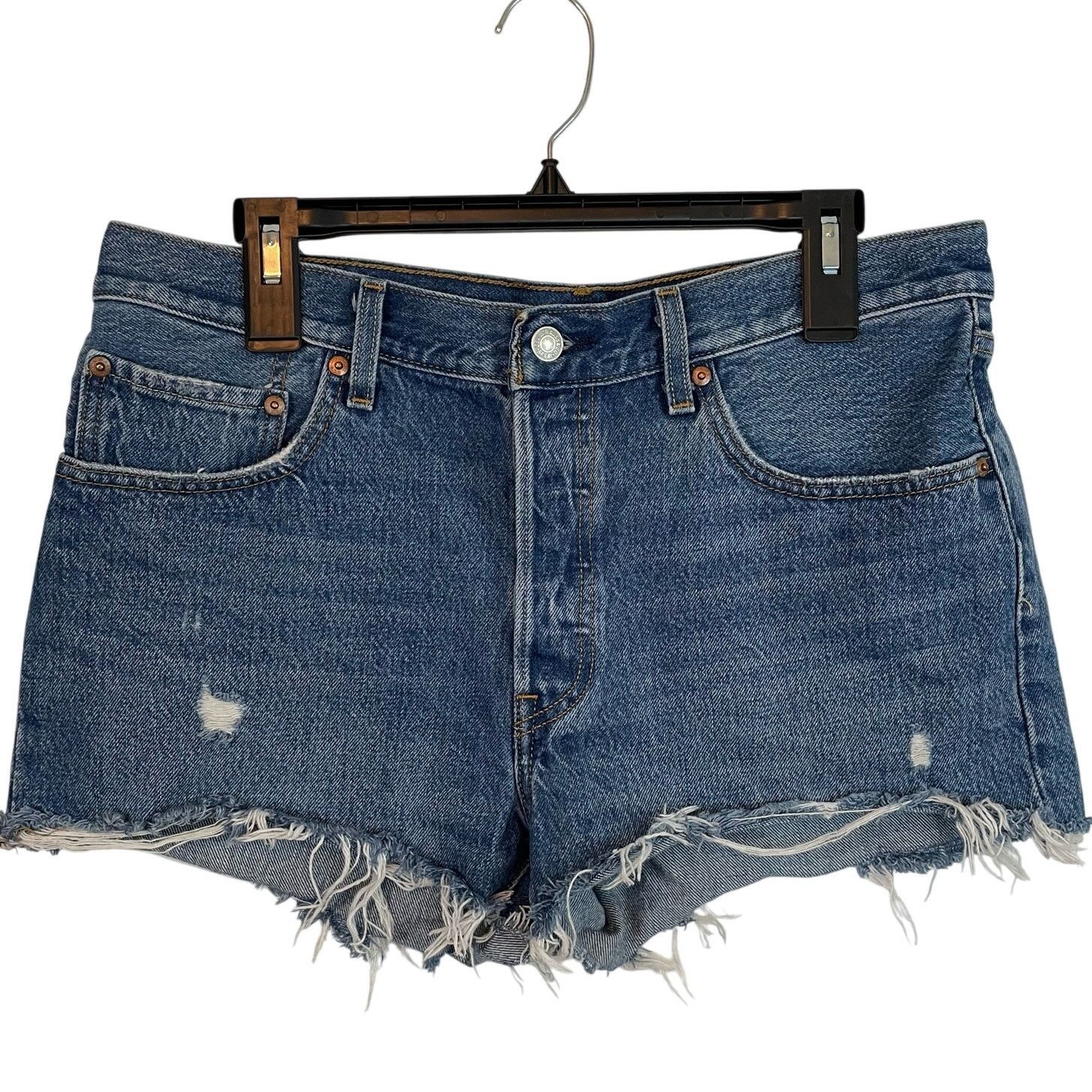 Levi's Levis 501 Shorts 31 Women Button Fly Casual Distressed Denim Size 33" - 1 Thumbnail