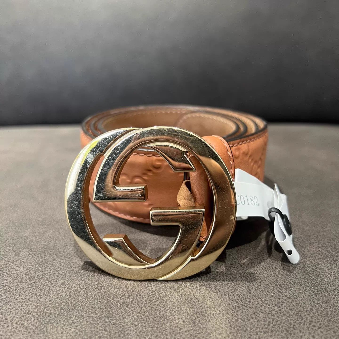 Gucci Gucci GG Monogram Full Embossed Gold Buckle Belt Size ONE SIZE - 1 Thumbnail