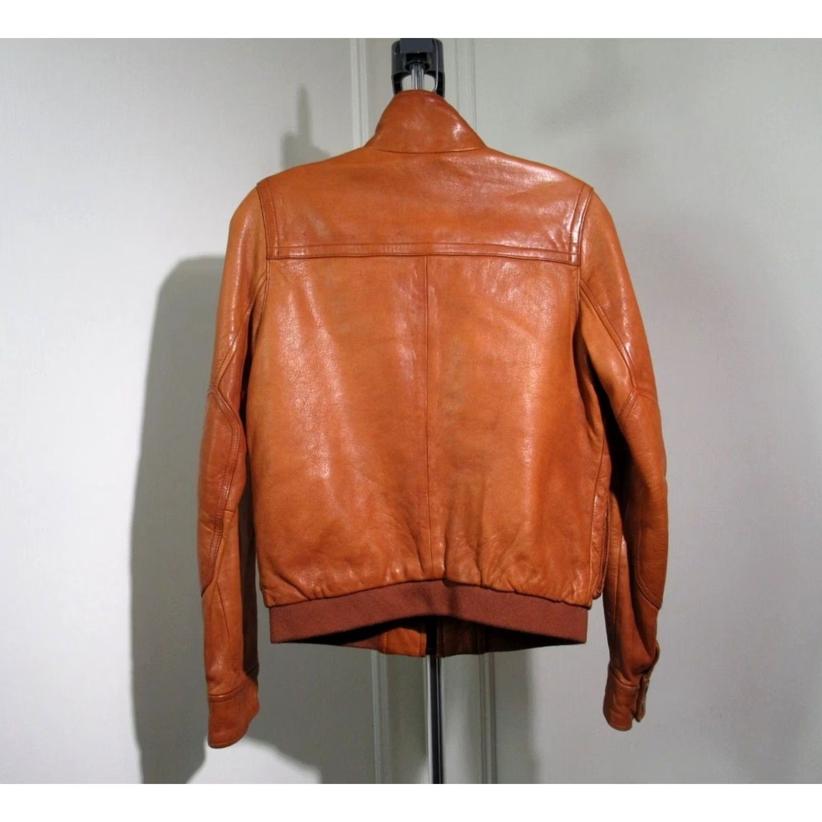Gap VINTAGE GAP Distressed Leather Bomber Jacket Womens XS Cognac Brown XSmall Size XS / US 0-2 / IT 36-38 - 4 Thumbnail