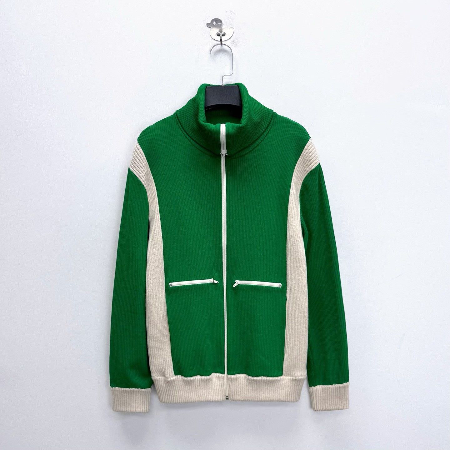 Valentino Valentino White-Green Chenille Lapel Knit Jacket Size US M / EU 48-50 / 2 - 1 Thumbnail