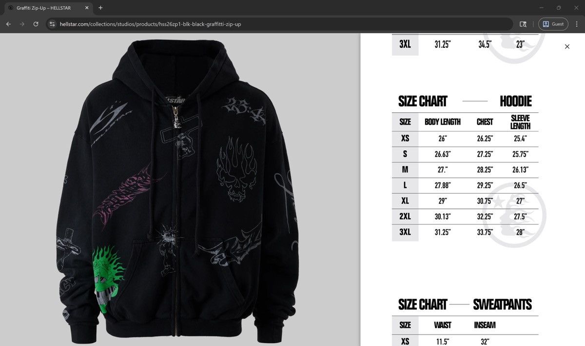 HELLSTAR Hellstar Graffiti Zip Up Hoodie Black Size US M / EU 48-50 / 2 - 24 Thumbnail
