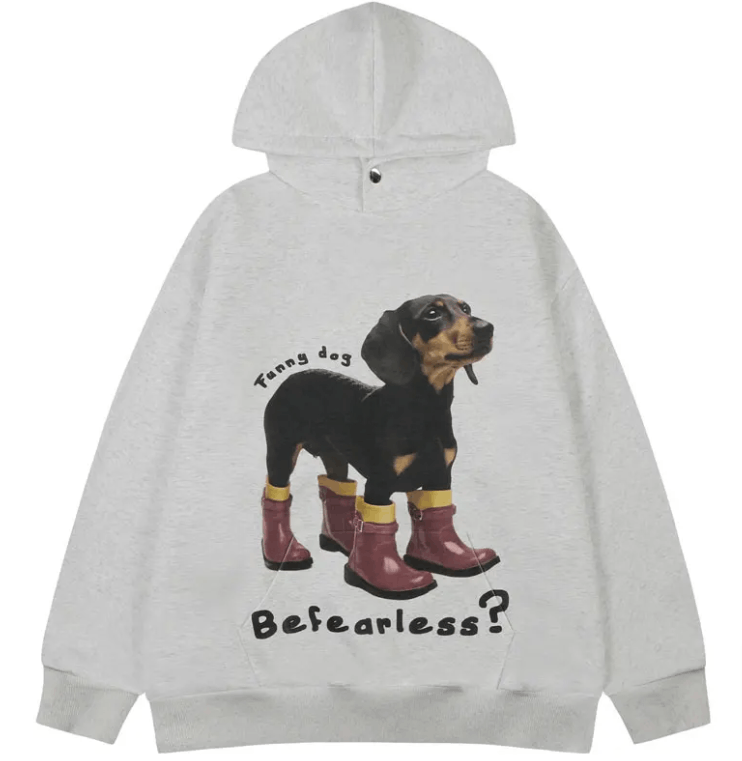 Japanese Brand × Vintage "Fearless-Gray-M" Hooded Sweatshirt Size US M / EU 48-50 / 2 - 1 Thumbnail