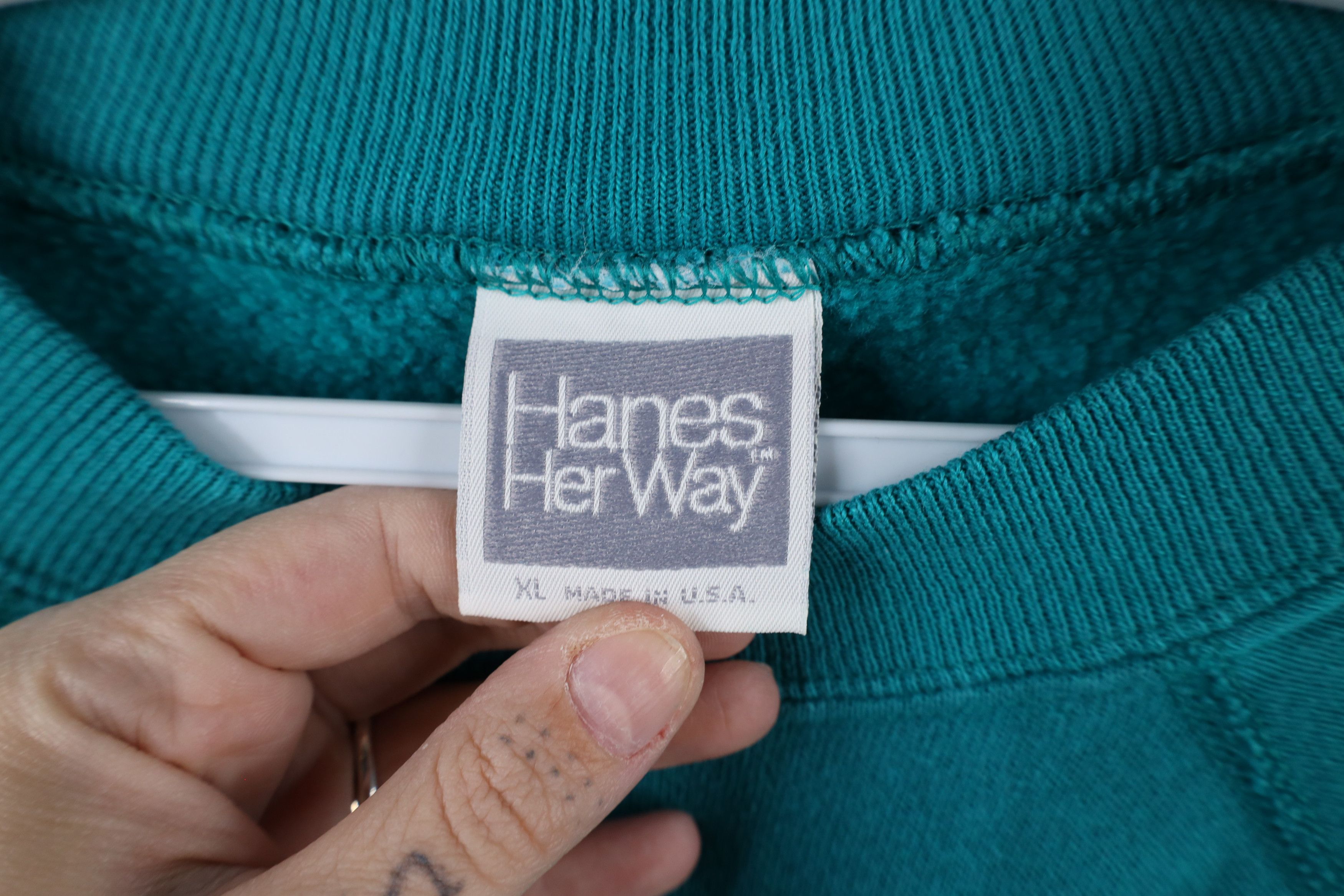 Vintage Vintage 90s Streetwear Blank Crewneck Sweatshirt Teal USA Size XL / US 12-14 / IT 48-50 - 9 Thumbnail