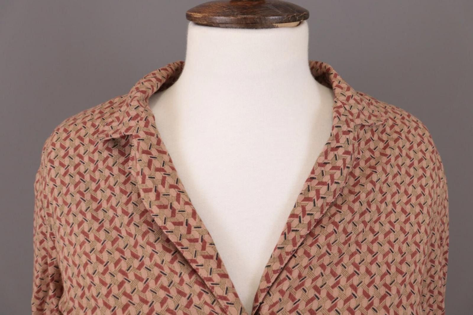 Designer Max Studio Brown Printed Button Down Blouse Shirt Size XS Size XS / US 0-2 / IT 36-38 - 4 Thumbnail