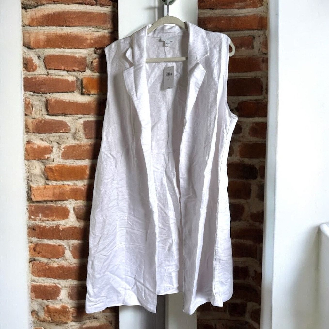 Other J. Jill Womens Vest Sz XL White Linen Blend Longline Open Size XL / US 12-14 / IT 48-50 - 3 Thumbnail