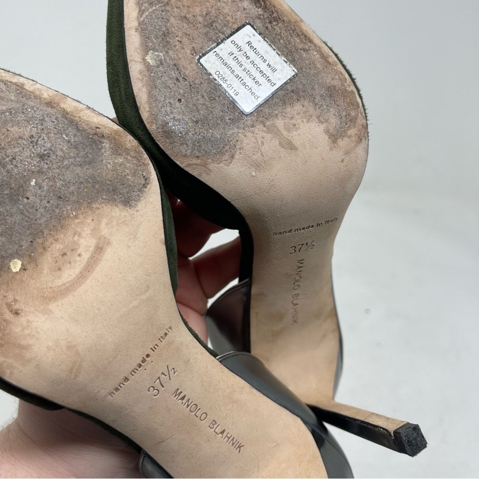 Manolo Blahnik ManoloBlahnik D’orsey green suede silver leather heels 100mm Size US 7.5 / IT 37.5 - 8 Thumbnail