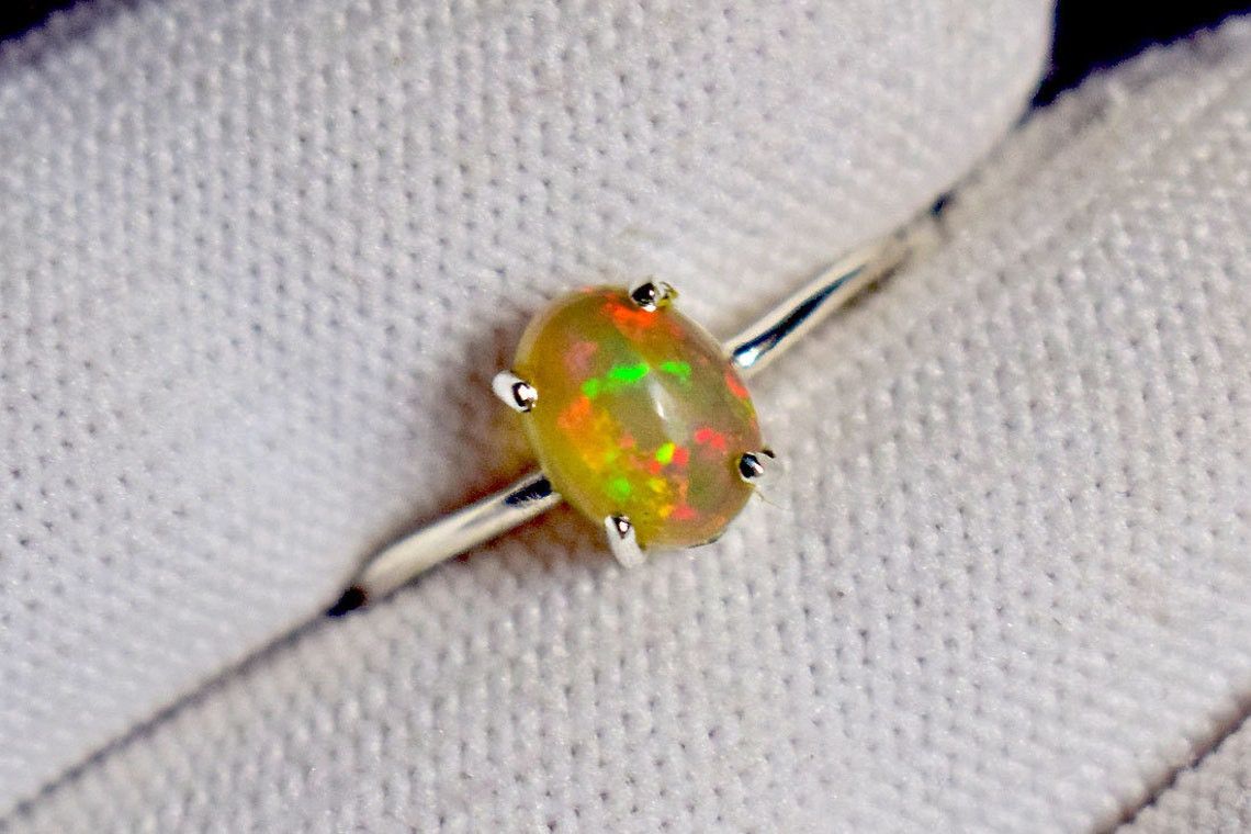 Handmade Ethiopian Opal Ring: Handmade 925K Silver, Multi-Fire Size ONE SIZE - 3 Thumbnail