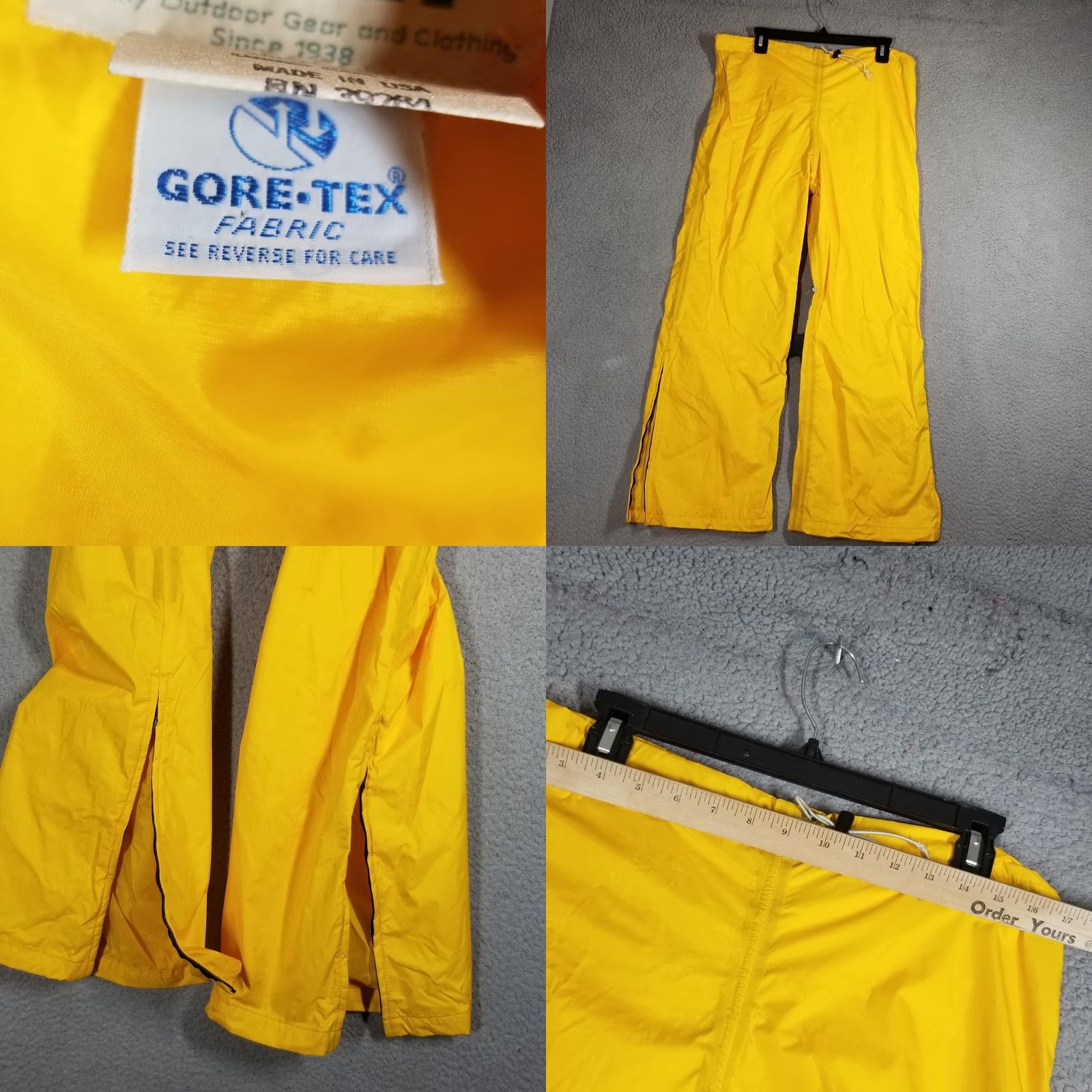 Vintage VINTAGE REI Gore-Tex Rain Suit Mens XS Yellow 2-Piece Track Jacket & Pants Waterproof Windproof Hooded 90s Mens Size 34R - 8 Thumbnail