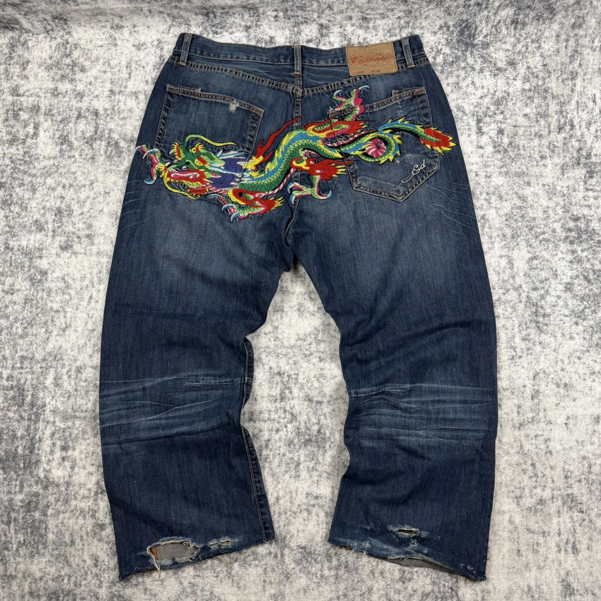 Ed Hardy Ed Hardy Y2K Dragon Embroidered Denim Jeans Size US 36 / EU 52 - 1 Thumbnail