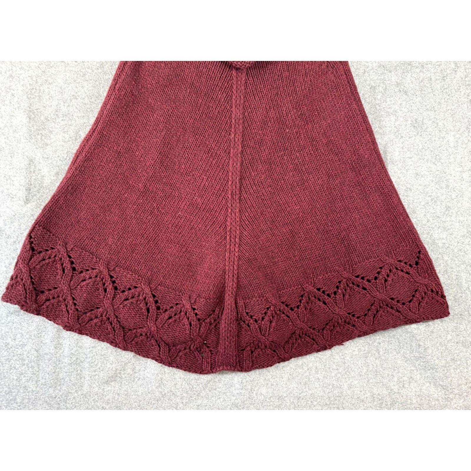Vintage VINTAGE Cocogio Poncho Cape Sweater Womens OSFA Maroon Wool Blend Knit High Neck Cape Sweater Womens OSFA Maroon Wool Blend Knit High Neck Vintage Size ONE SIZE - 4 Thumbnail