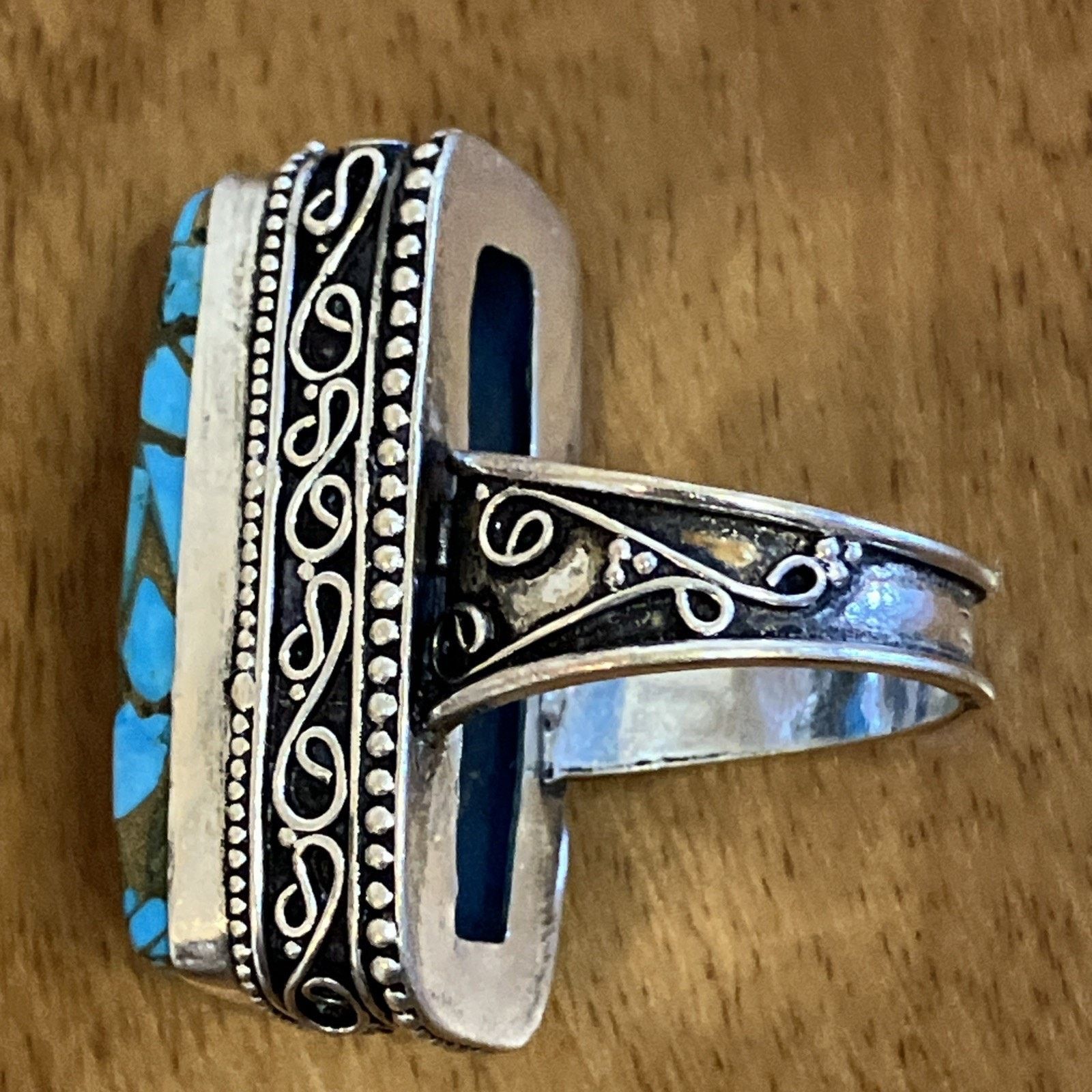 Handmade Blue Copper Turquoise Ring 925 Sterling Silver Southwestern Size ONE SIZE - 11 Thumbnail
