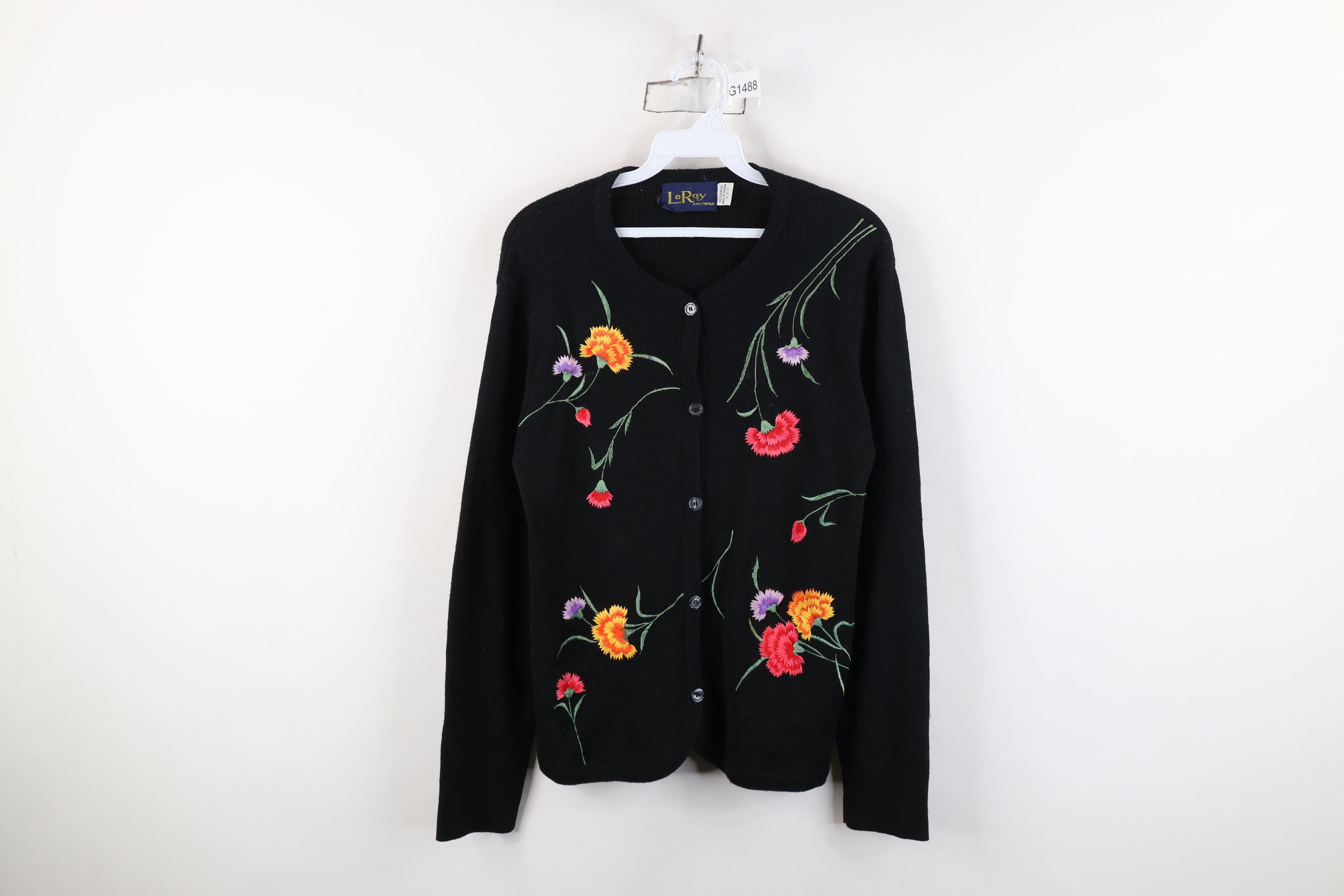 Vintage Vintage 70s Streetwear Flower Knit Cardigan Sweater Size S / US 4 / IT 40 - 1 Thumbnail