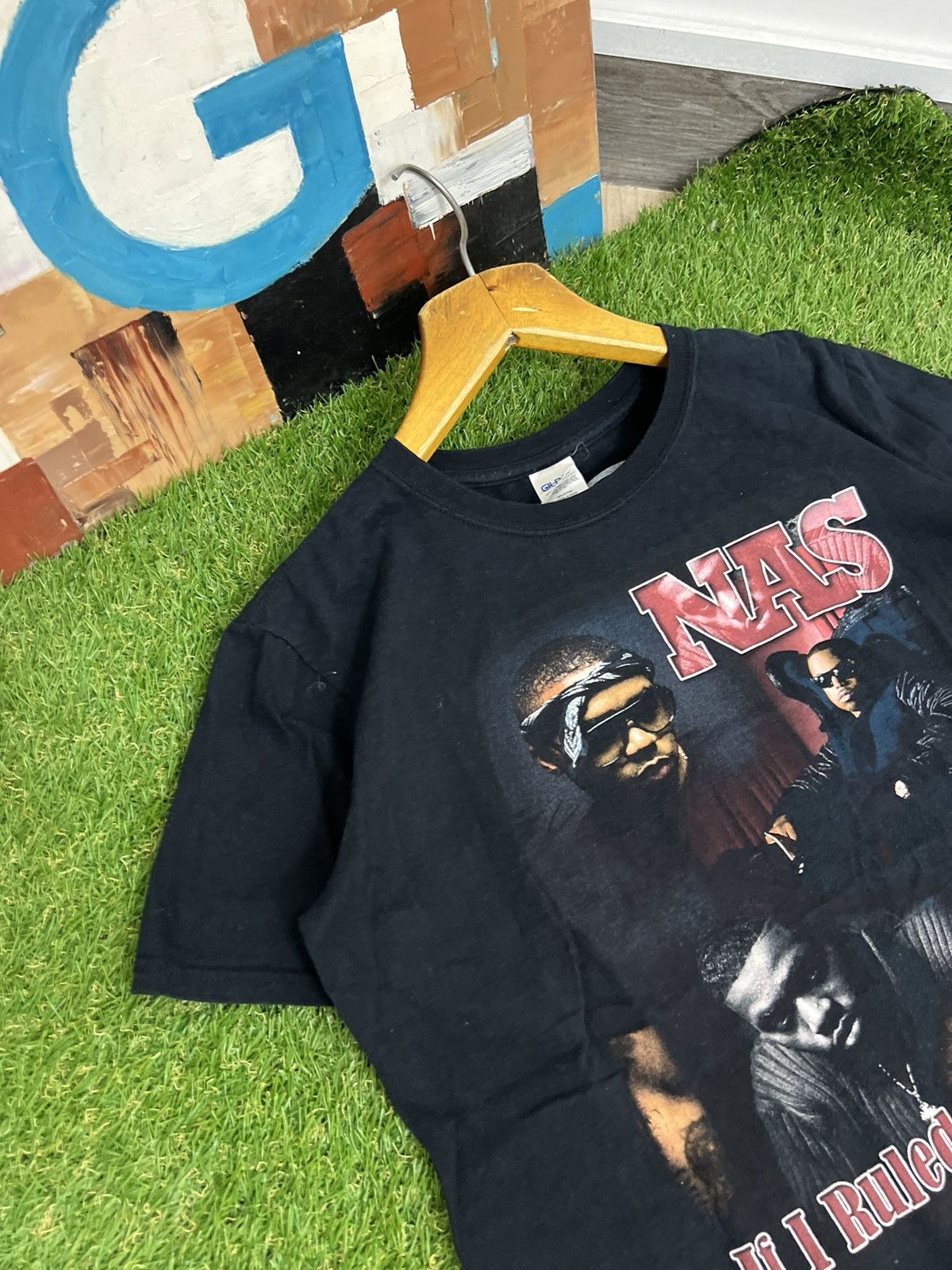 Rap Tees × Vintage Vintage Y2K Nas Gildan T-shirt Size US M / EU 48-50 / 2 - 2 Thumbnail