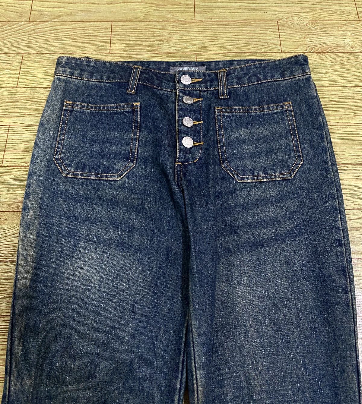 Le Grande Bleu (L.G.B.) Very Rare Vintage Brand Jouer Aux Eshecs Flared Jeans 1990s Size US 28 / EU 44 - 3 Thumbnail