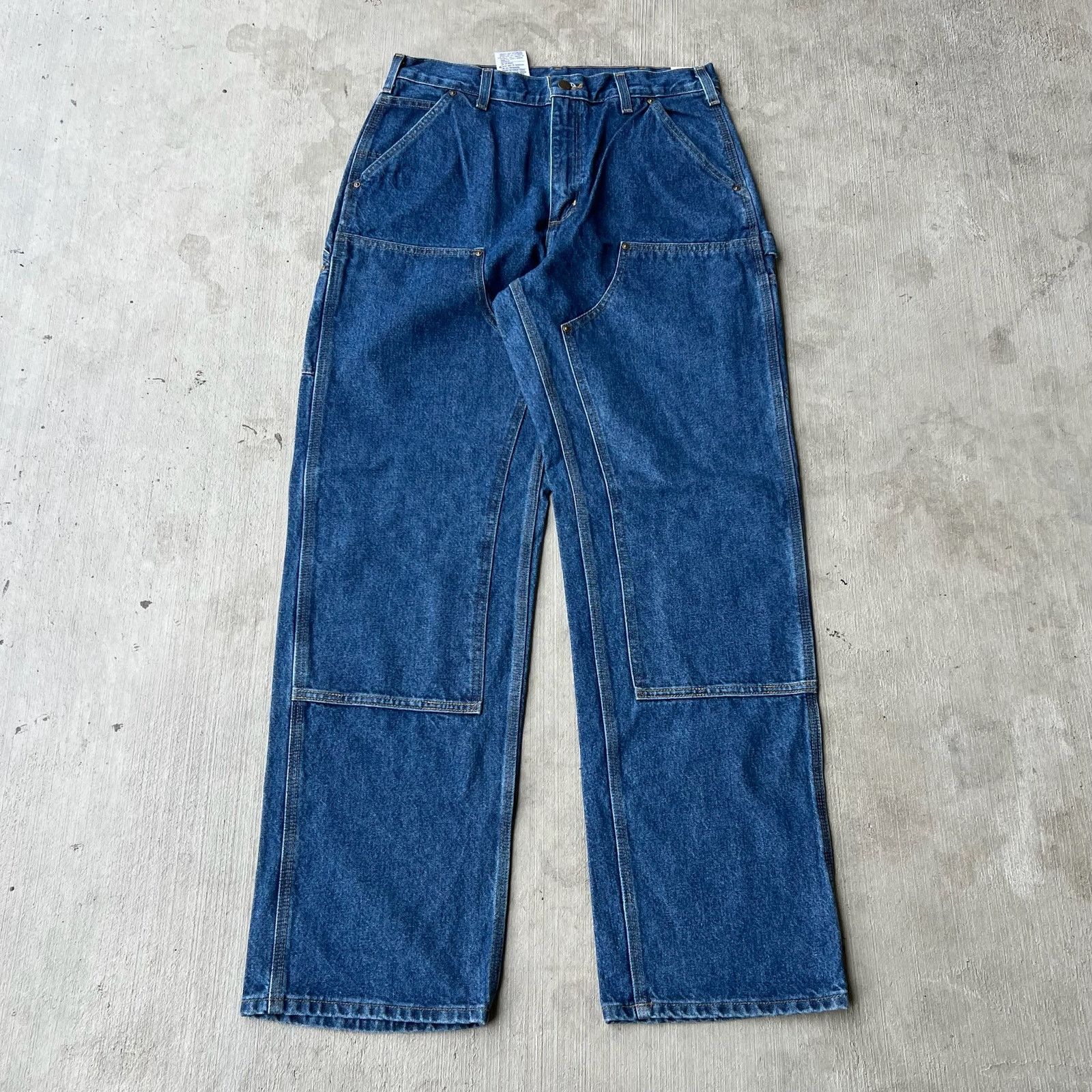 Carhartt × Vintage Carhartt denim blue jean double knee work carpenter pants Size US 31 - 1 Thumbnail