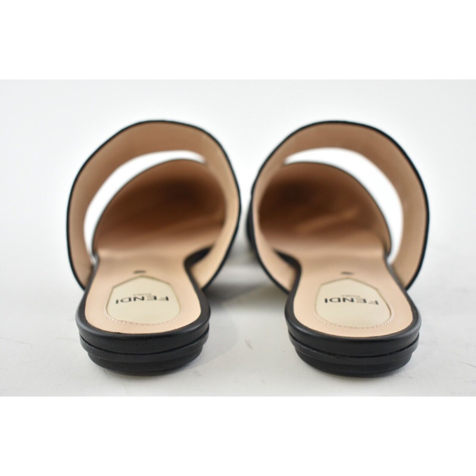 Fendi Fendi Motif FF Logo Black Leather Pointed Toe Ballerina Size US 7.5 / IT 37.5 - 11 Thumbnail