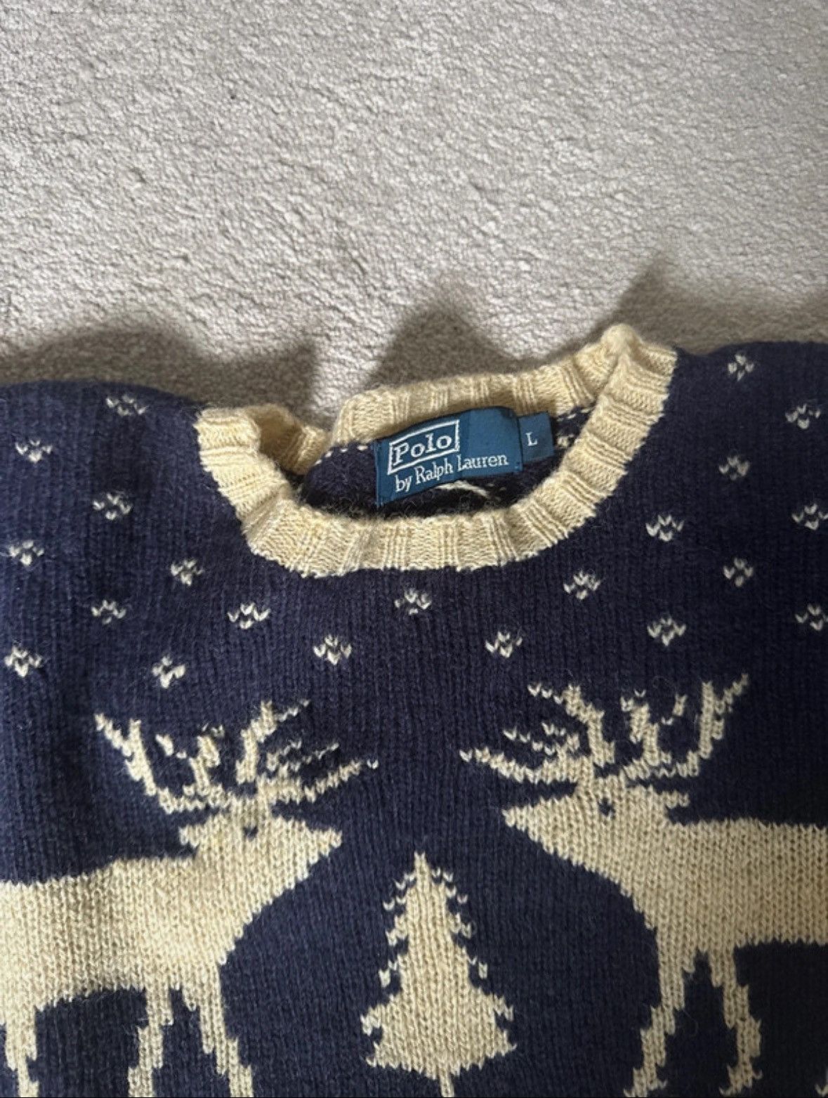 Polo Ralph Lauren Rare 90’s Polo RL Hand Knit Deer Wool Holiday Wildlife Sweater Jumper Pullover Size US L / EU 52-54 / 3 - 4 Thumbnail