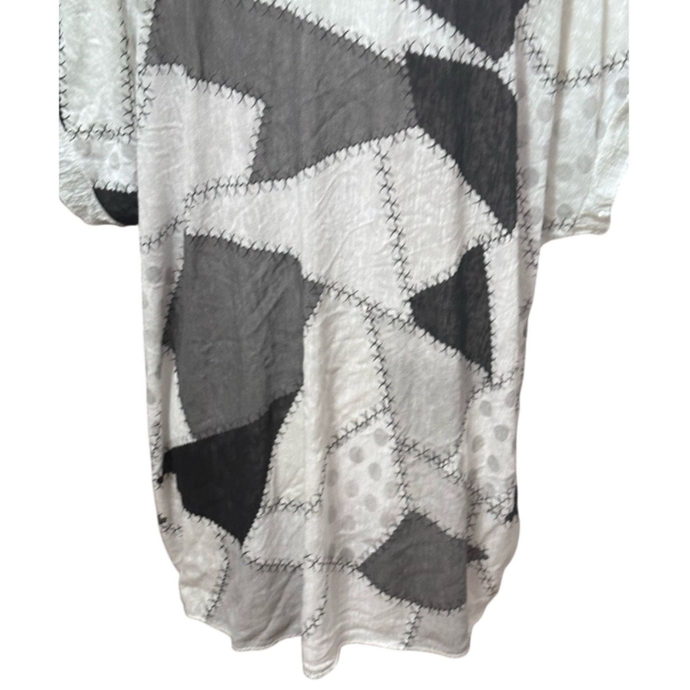 Other D-Style Scoop Neck Patchwork Short Sleeve Gray White L NWT Size L / US 10 / IT 46 - 6 Thumbnail