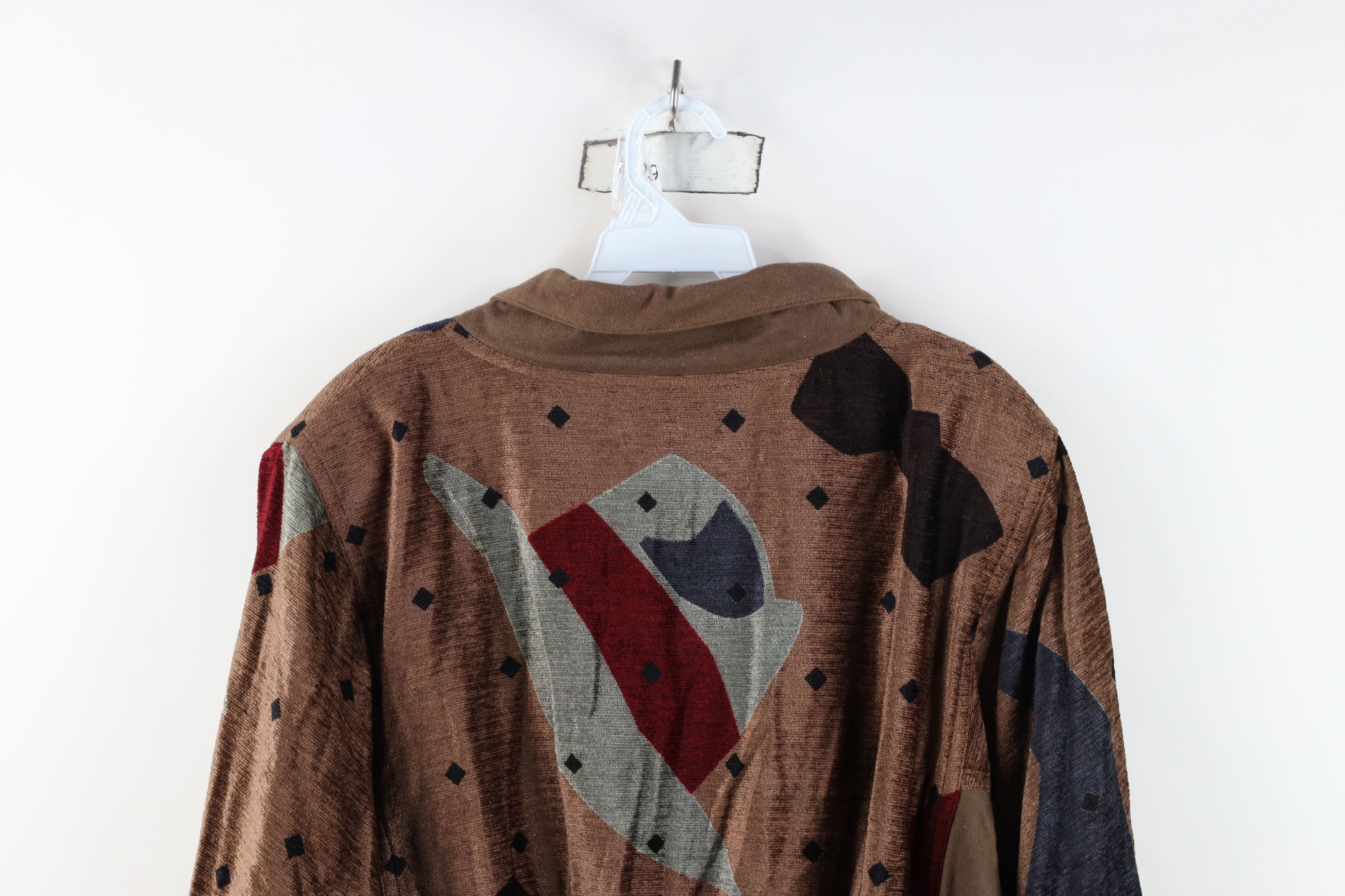 Vintage Vintage 80s Mid Mod Geometric Silk Collared Pullover Sweater Size L / US 10 / IT 46 - 13 Thumbnail