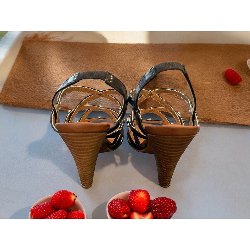 Unknown London Matt Bernson slingback Heels Shoes Black Sz 6.5 Leather Size US 6.5 / IT 36.5 - 4 Thumbnail