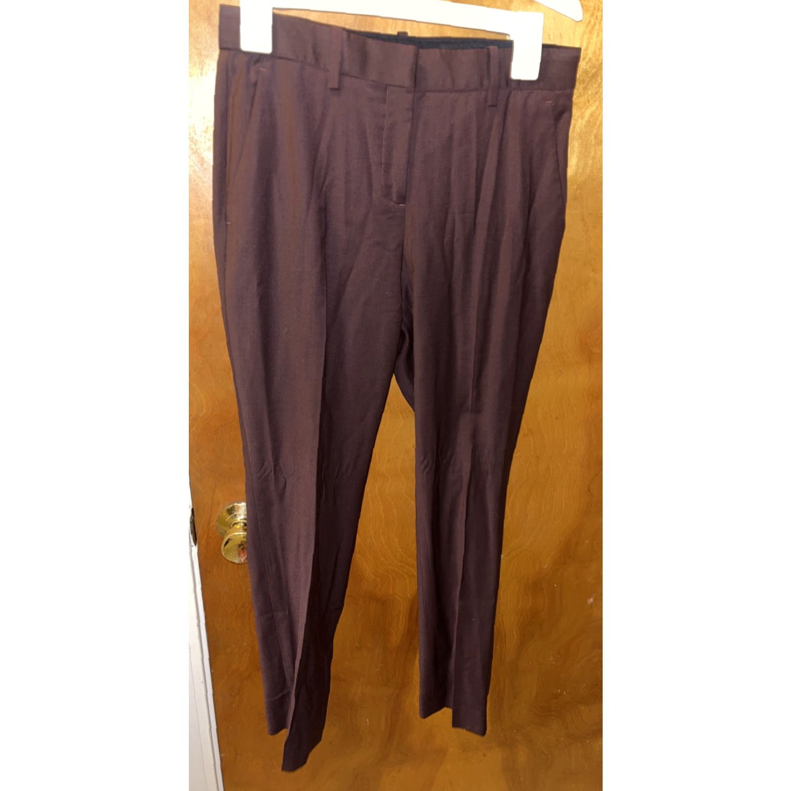 Theory Theory Dress Pants Womens Wool Blend Size 0 Dark Brown Regular Flat Front Women Dress Pants Brown - 0 Size 25" / US 0 / IT 36 - 2 Thumbnail
