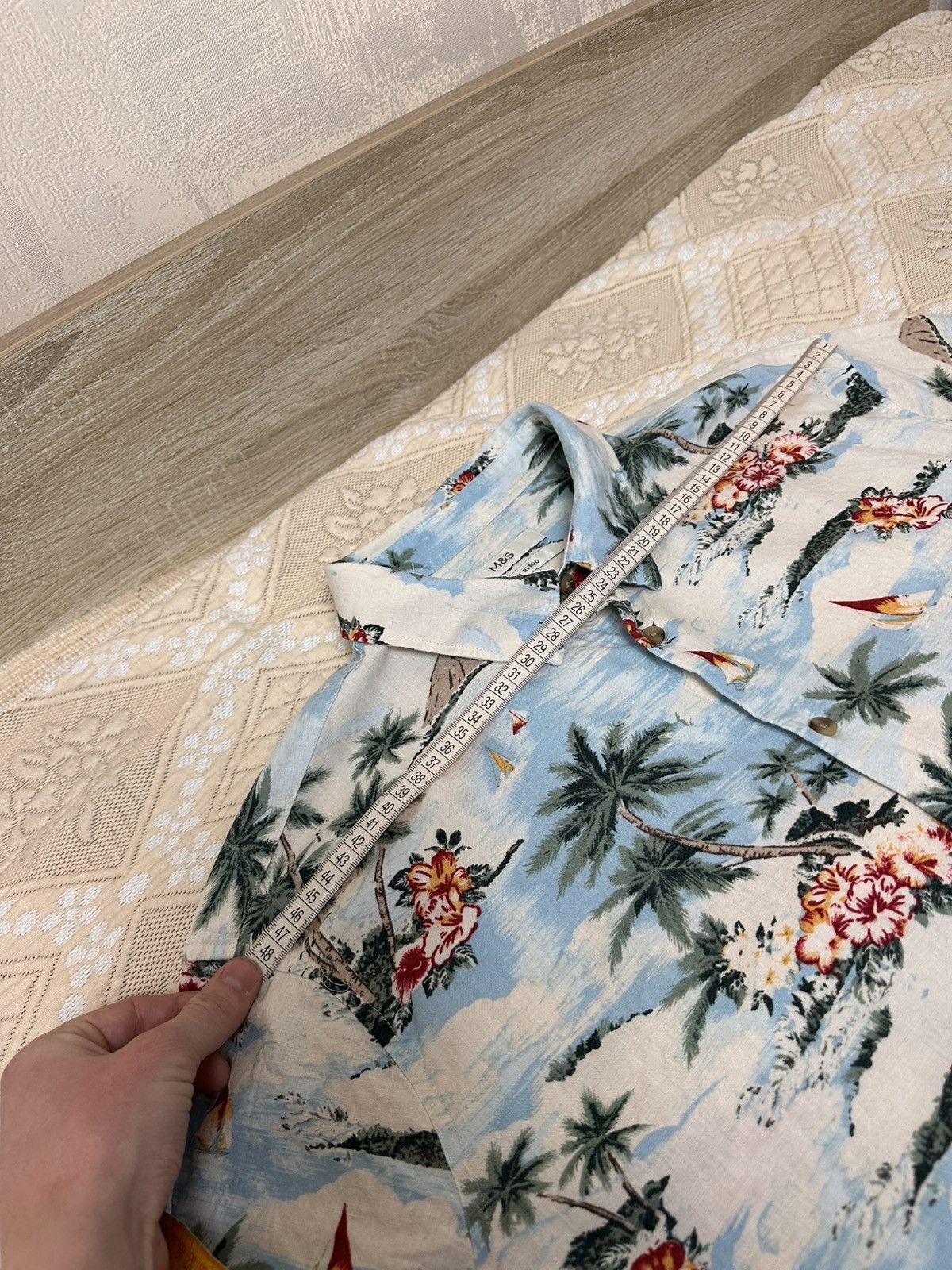 Marks & Spencer 🔥 Marks Spencer Linen Blend Hawaiian Button Up Shirt Art Y2K Size US XL / EU 56 / 4 - 10 Thumbnail