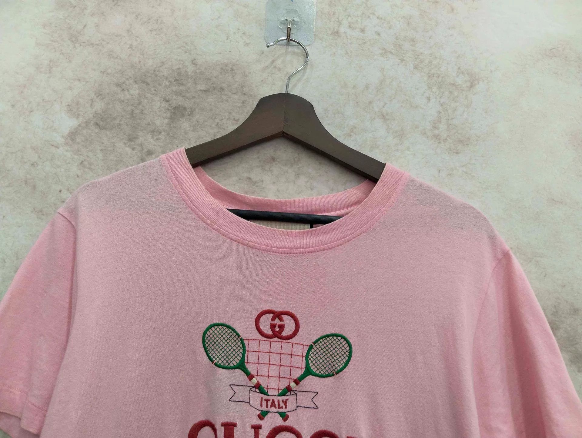 Gucci Gucci Pink Embroidered GG Tennis Racket T-shirt S Size S / US 4 / IT 40 - 6 Thumbnail