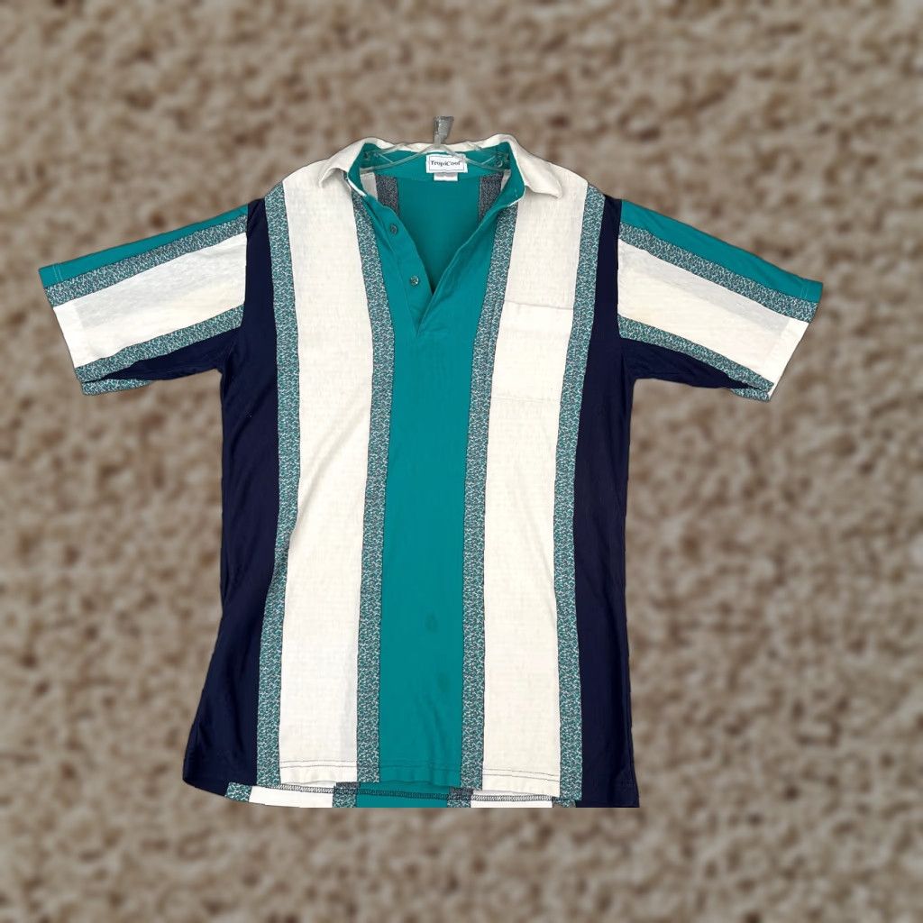 Ralph Lauren VINTAGE TropiCool Polo Shirt Men Small Blue White Stripe Polyester Blend READ Size US S / EU 44-46 / 1 - 1 Thumbnail