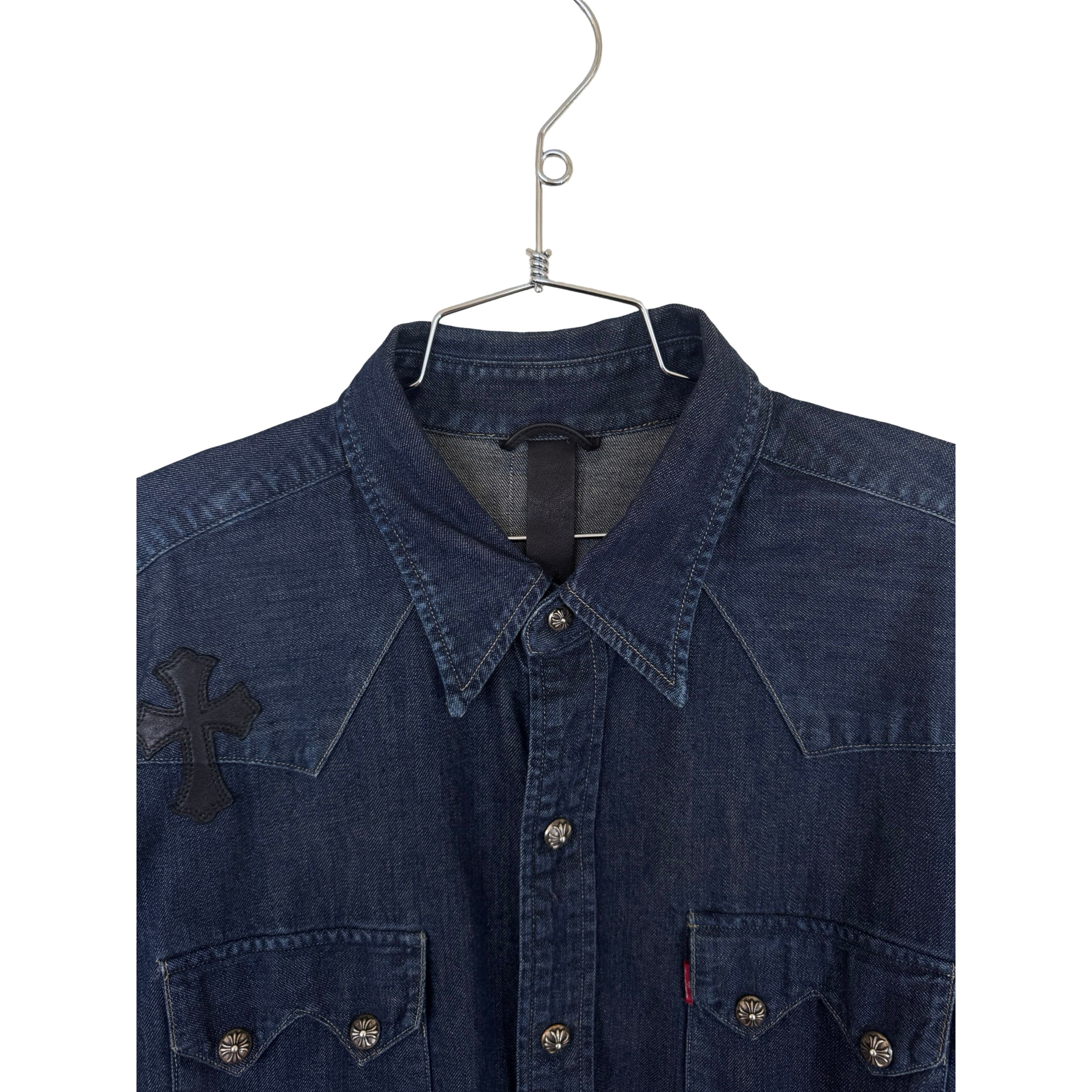 Chrome Hearts CH Levis Dark Blue Denim Shirt With Patches Size US XL / EU 56 / 4 - 6 Thumbnail