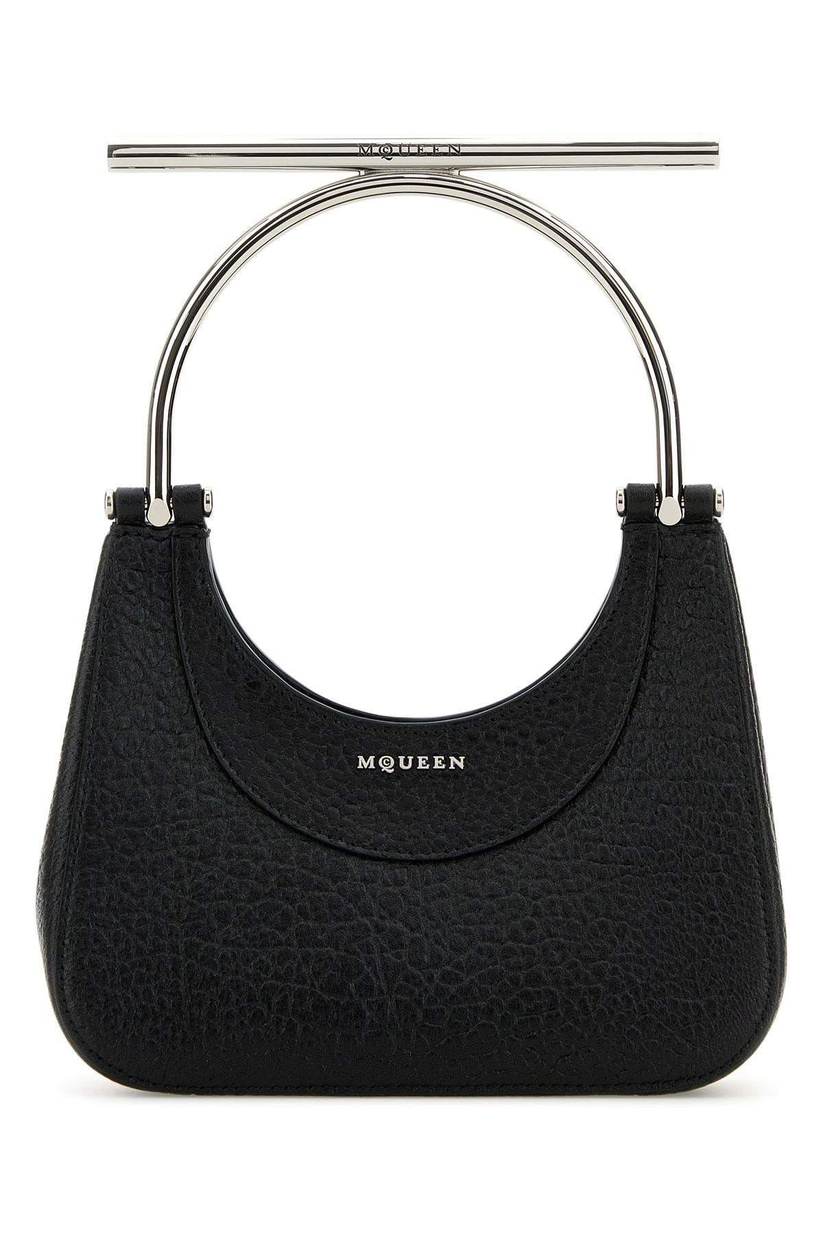 Black Leather Mini Cross-Bar Handbag
