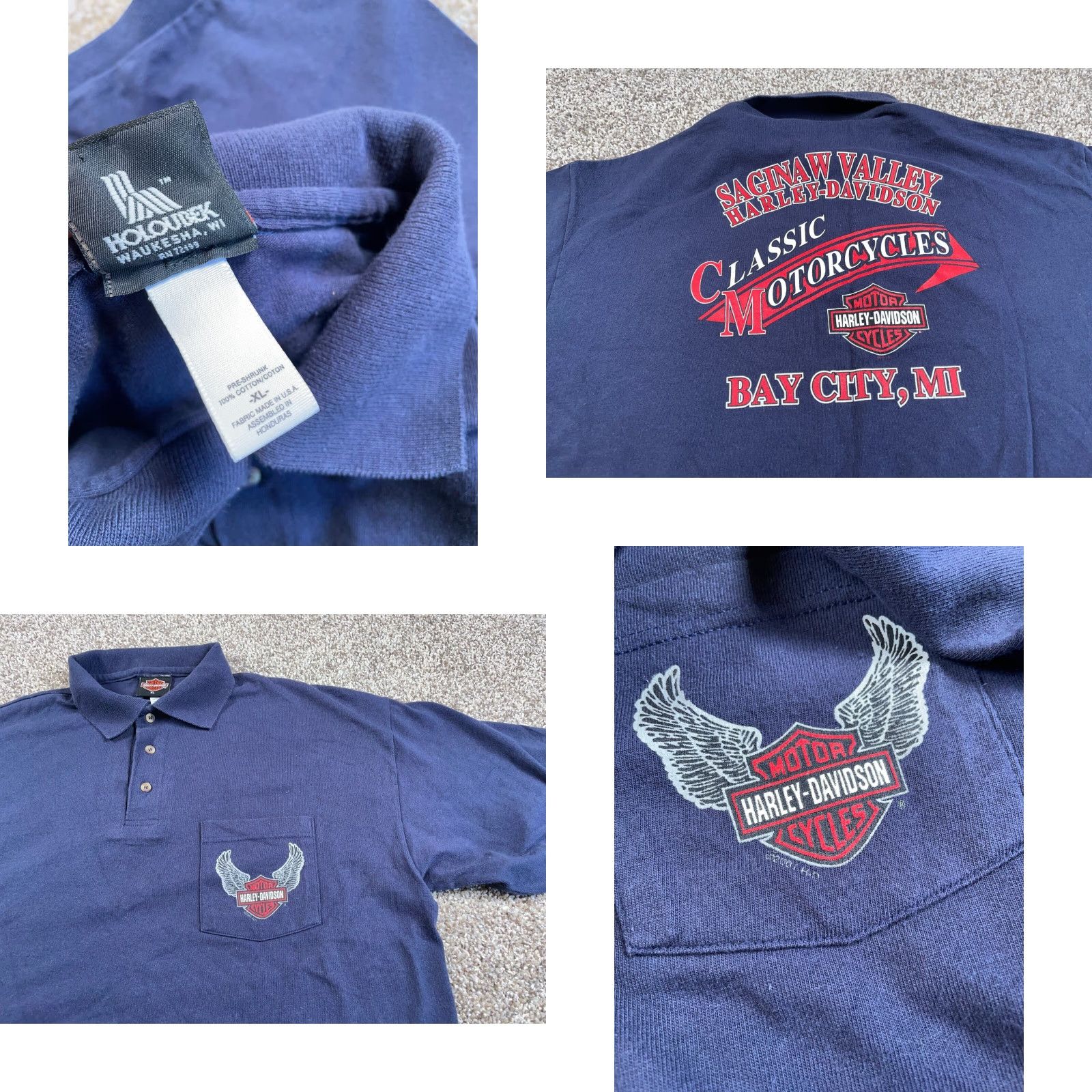 Harley Davidson VINTAGE Harley-Davidson Pocket Polo Shirt Adult XL Dark Blue Biker 2001 Mens Size US XL / EU 56 / 4 - 8 Thumbnail