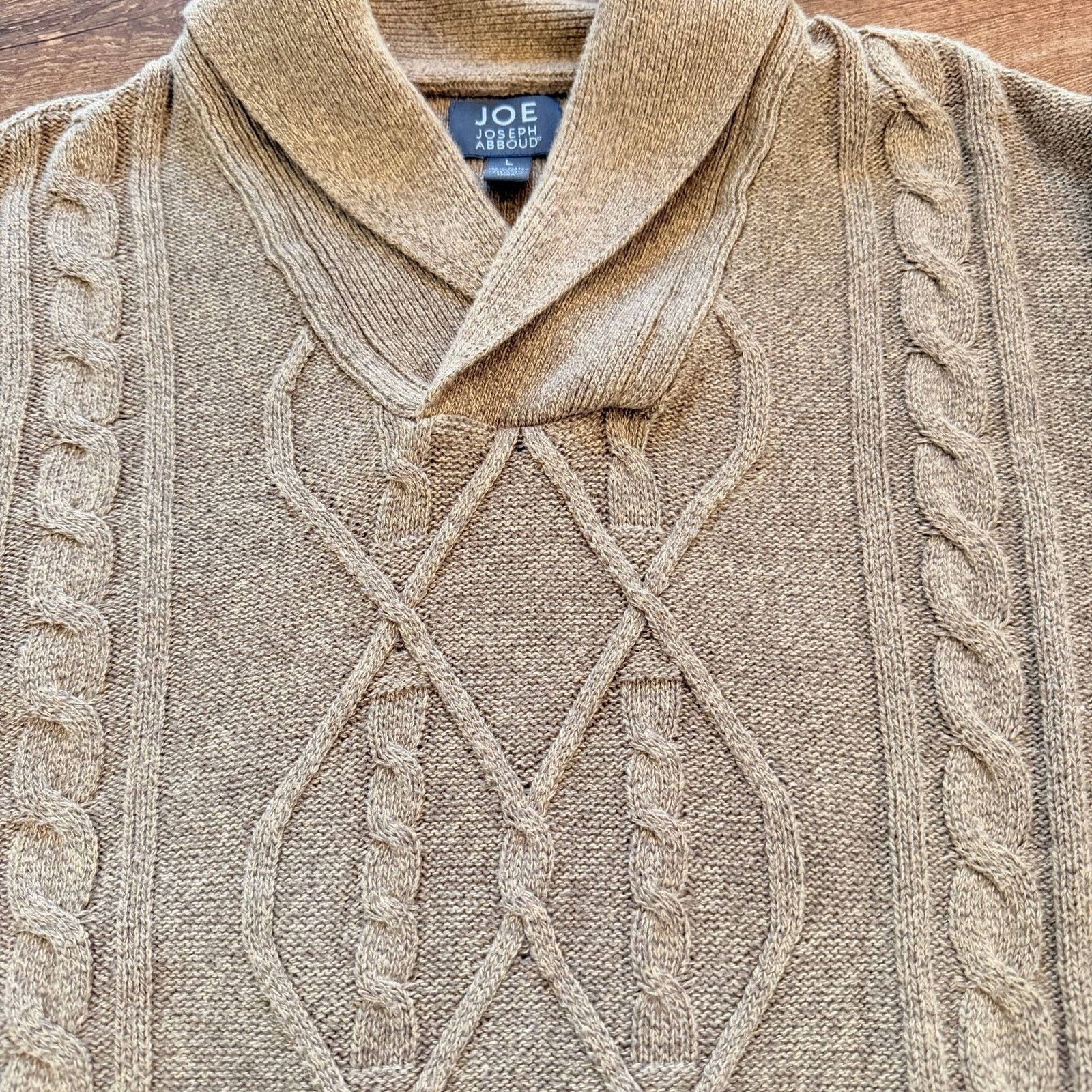 Joseph Abboud Joe Joseph Abboud Cotton Cable Knit Elbow Patch Sweater L Size US L / EU 52-54 / 3 - 4 Thumbnail