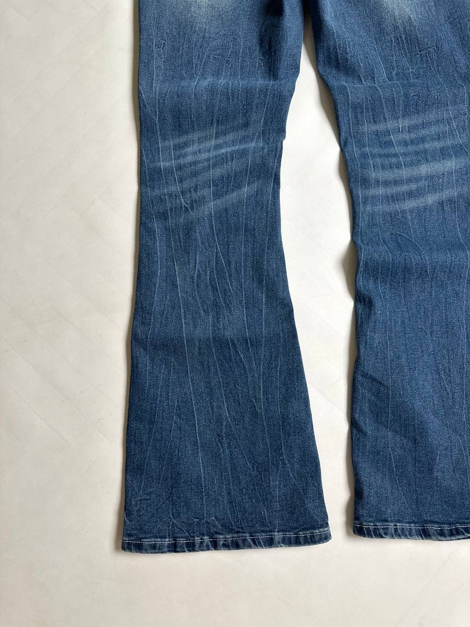 Japanese Brand Vintage Gothic Flared Womens Jeans With Leather Details Y2K Size 30" / US 8 / IT 44 - 2 Thumbnail