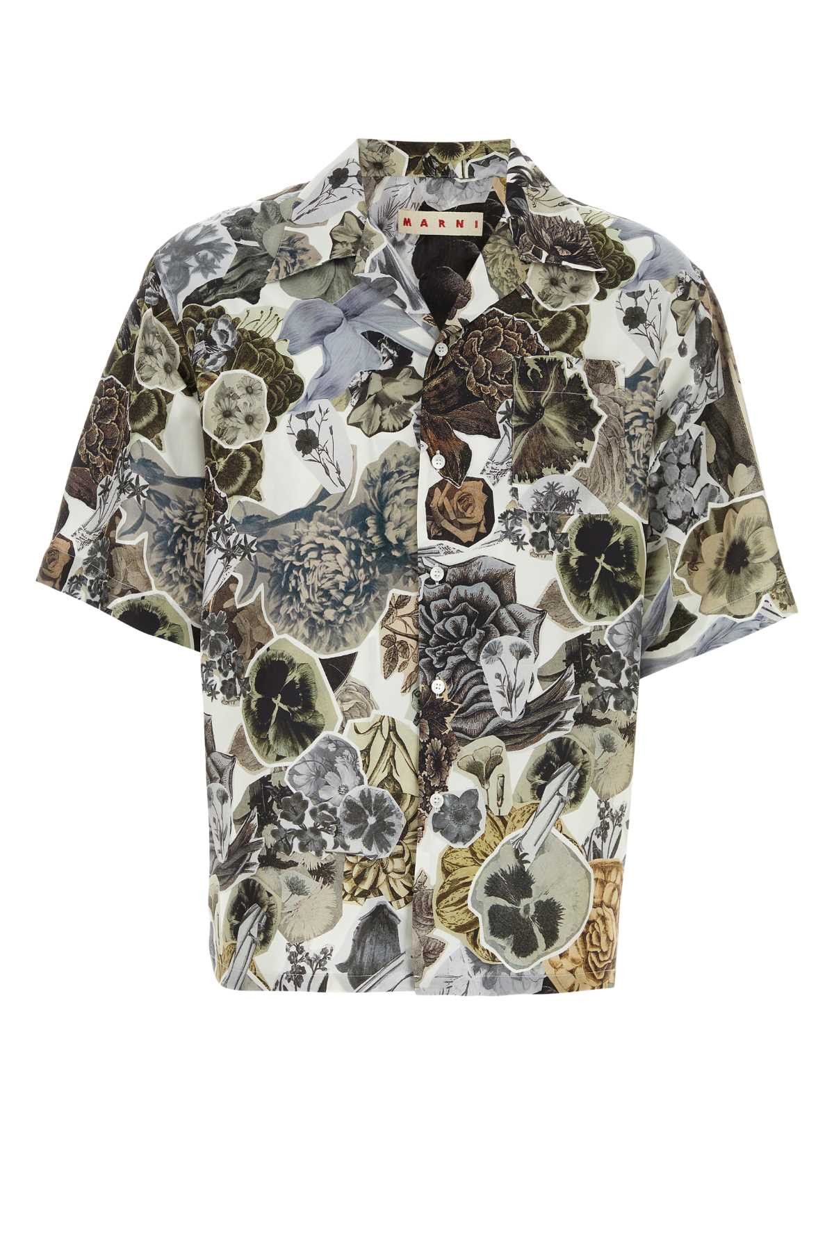 image of Marni Printed Silk Shirt in Floral, Men's (Size Medium)