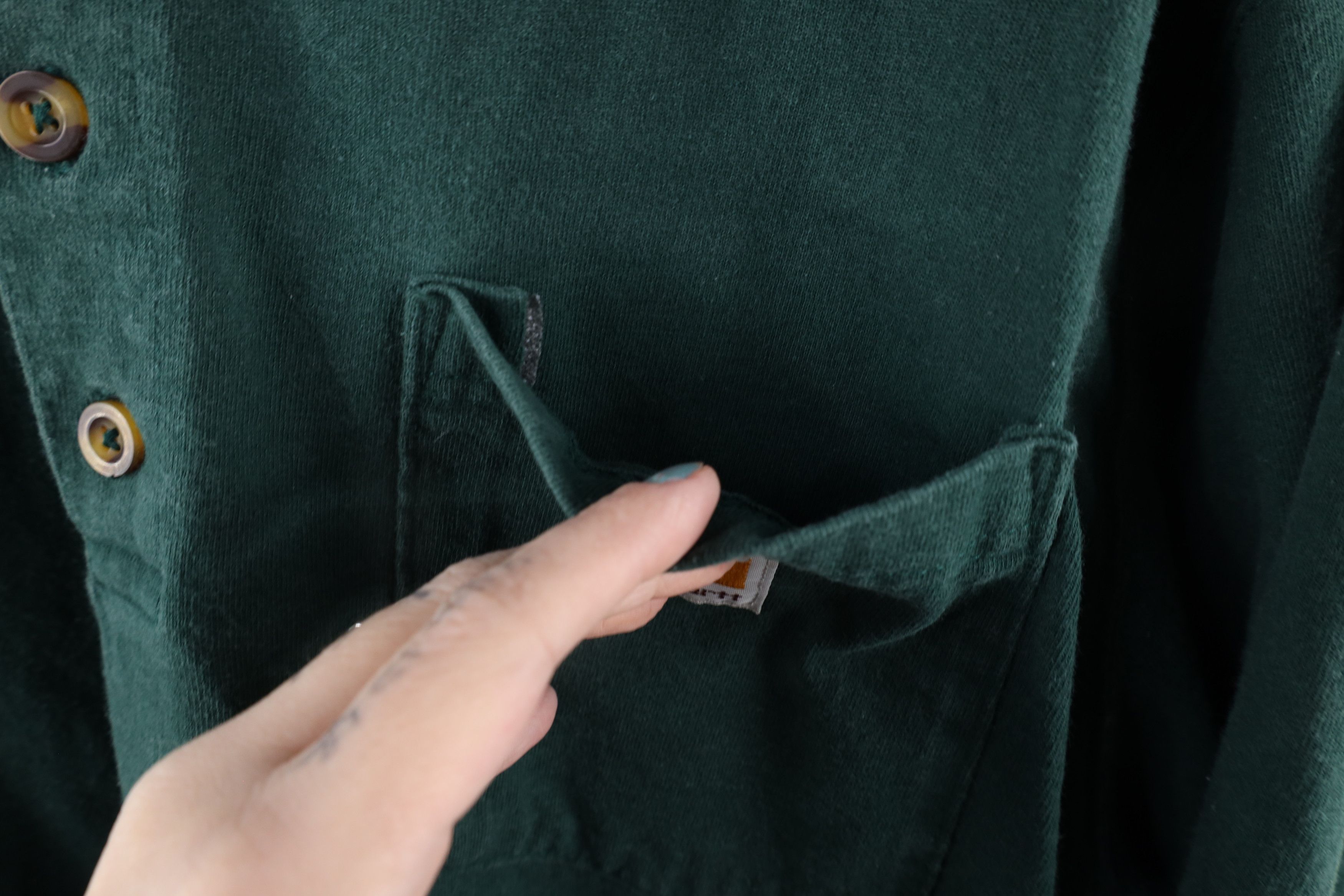 Carhartt × Vintage Vintage Carhartt Spell Out Long Sleeve Henley T-Shirt Green Size US M / EU 48-50 / 2 - 5 Thumbnail