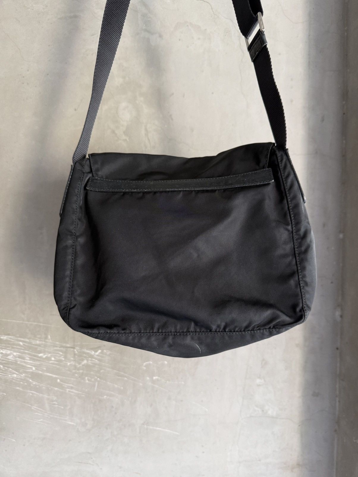 2000s PRADA Archive Black Nylon Flap Shoulder Bag