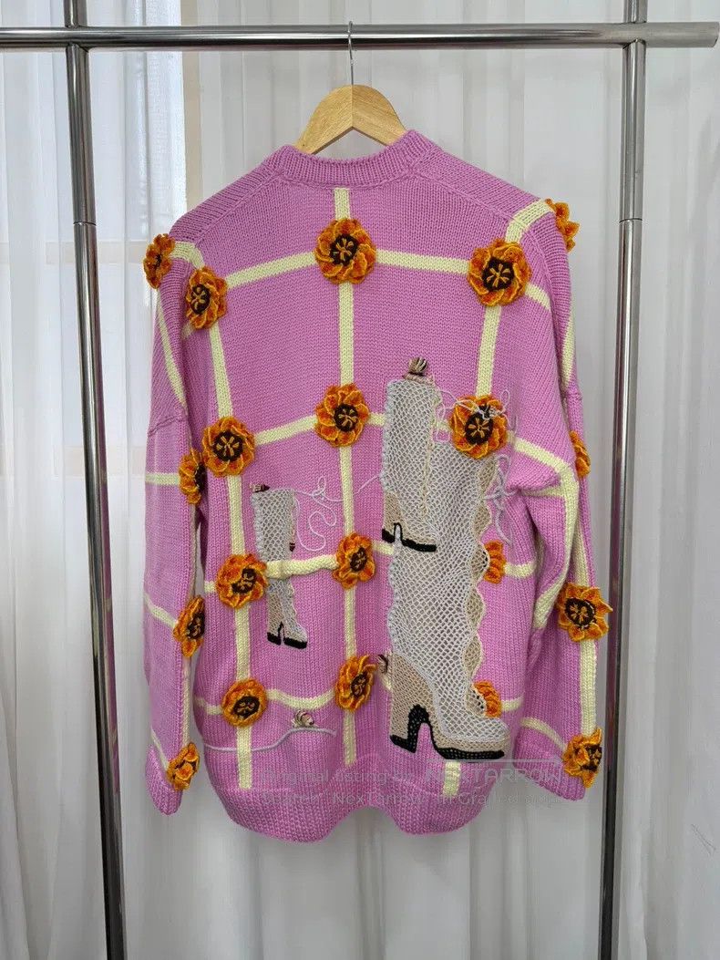 Loewe Pink 3D flower sweater cardigan
