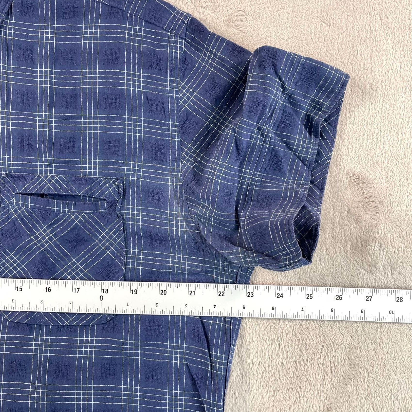 Billy Reid BILLY REID Shirt Men L Navy Blue Plaid Linen cotton Short Sleeve Button-Up Casual Workwear Vintage? Size US L / EU 52-54 / 3 - 5 Thumbnail