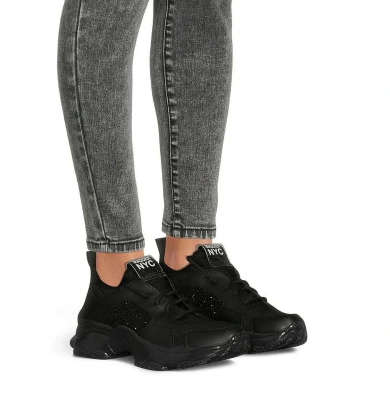 Designer × Steve Madden Madden NYC Vance Women's Rhinestone Athletic Sneakers SZ 6 Size US 6 / IT 36 - 6 Thumbnail