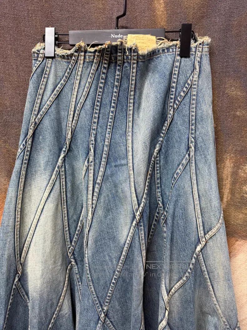 Junya Watanabe Junya Watanabe Water-washed Patchwork Long Skirt Size 25" / US 0 / IT 36 - 2 Thumbnail