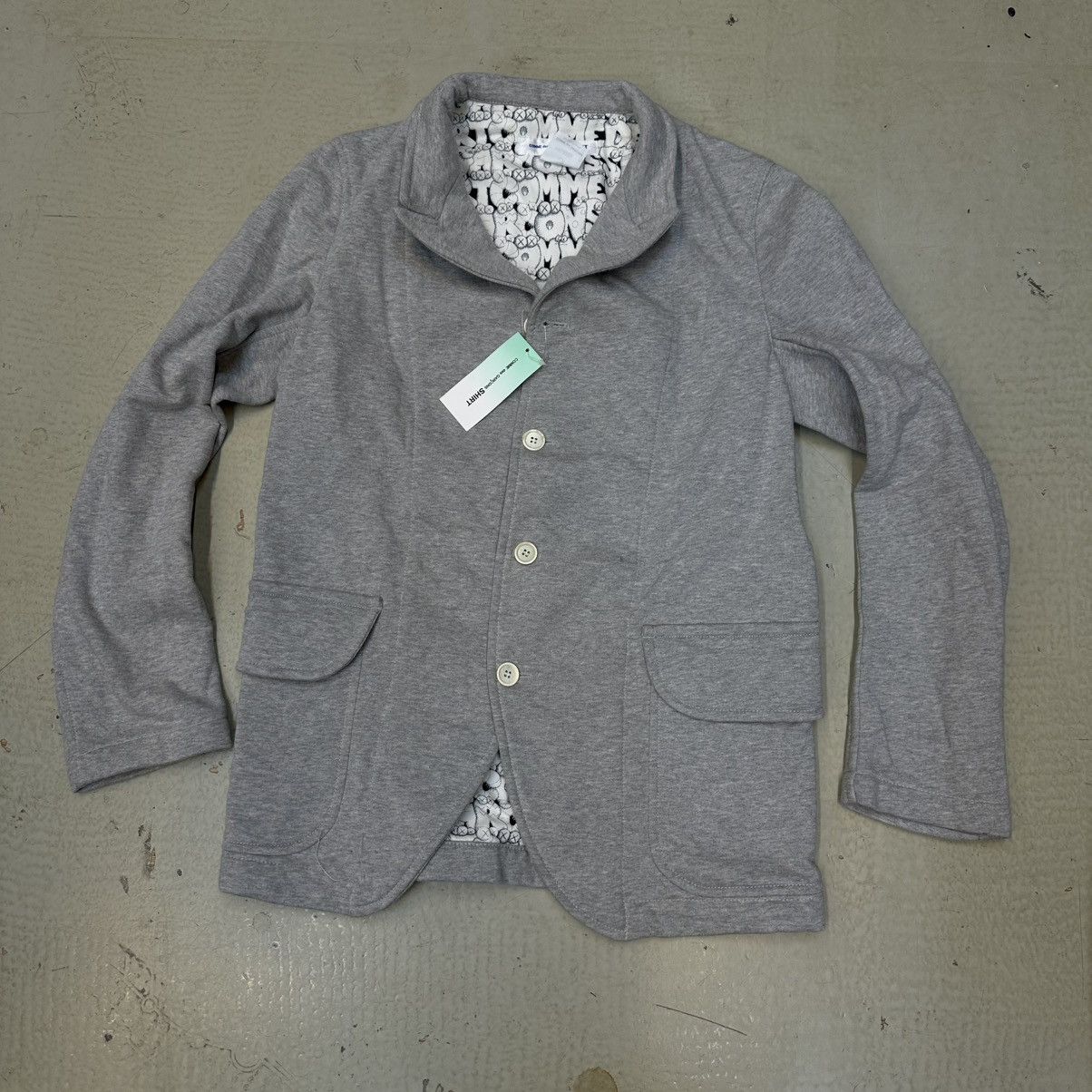 Comme des Garcons × Kaws COMME DES GARÇONS SHIRT X KAWS BLAZER GREY LOGO ( ‼️SAMPLE‼️ ) Size 38L - 2 Thumbnail