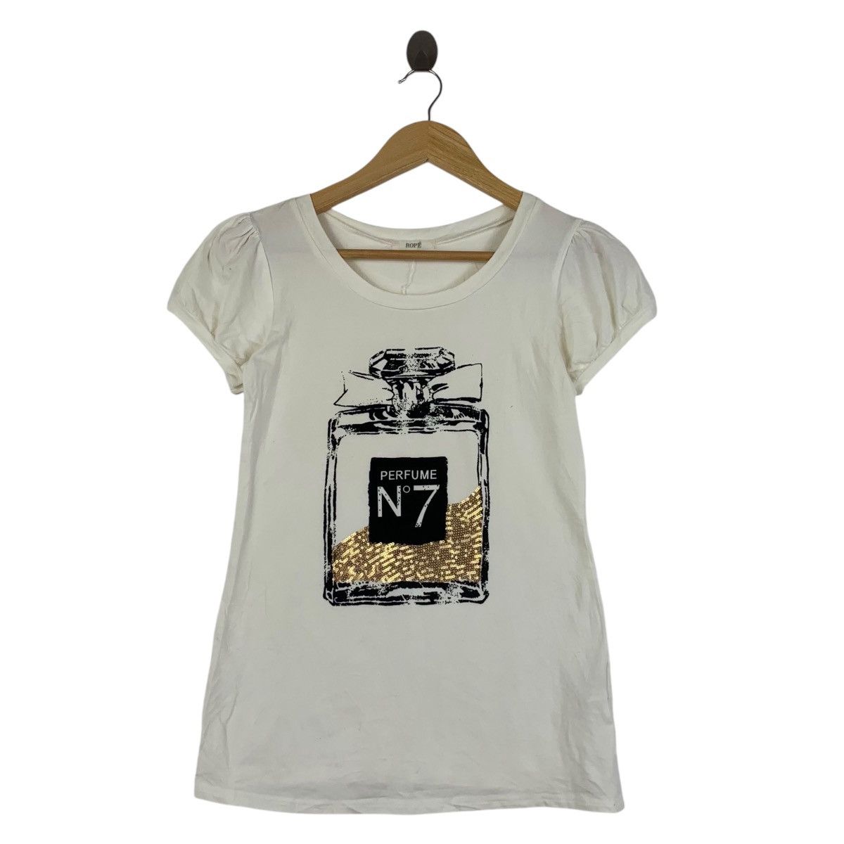 Vintage Vintage ROPE JAPAN PERFUME NO 7 Glitter Blouse Tee Shirt Size M / US 6-8 / IT 42-44 - 1 Thumbnail