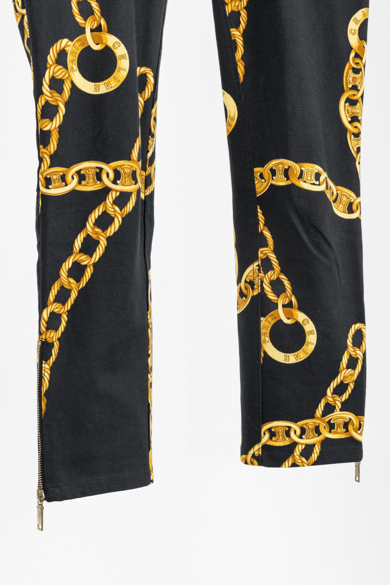 Celine Celine SS/04 Black Chain-Motif Cotton Twill Skinny Pants Size 28" / US 6 / IT 42 - 7 Thumbnail